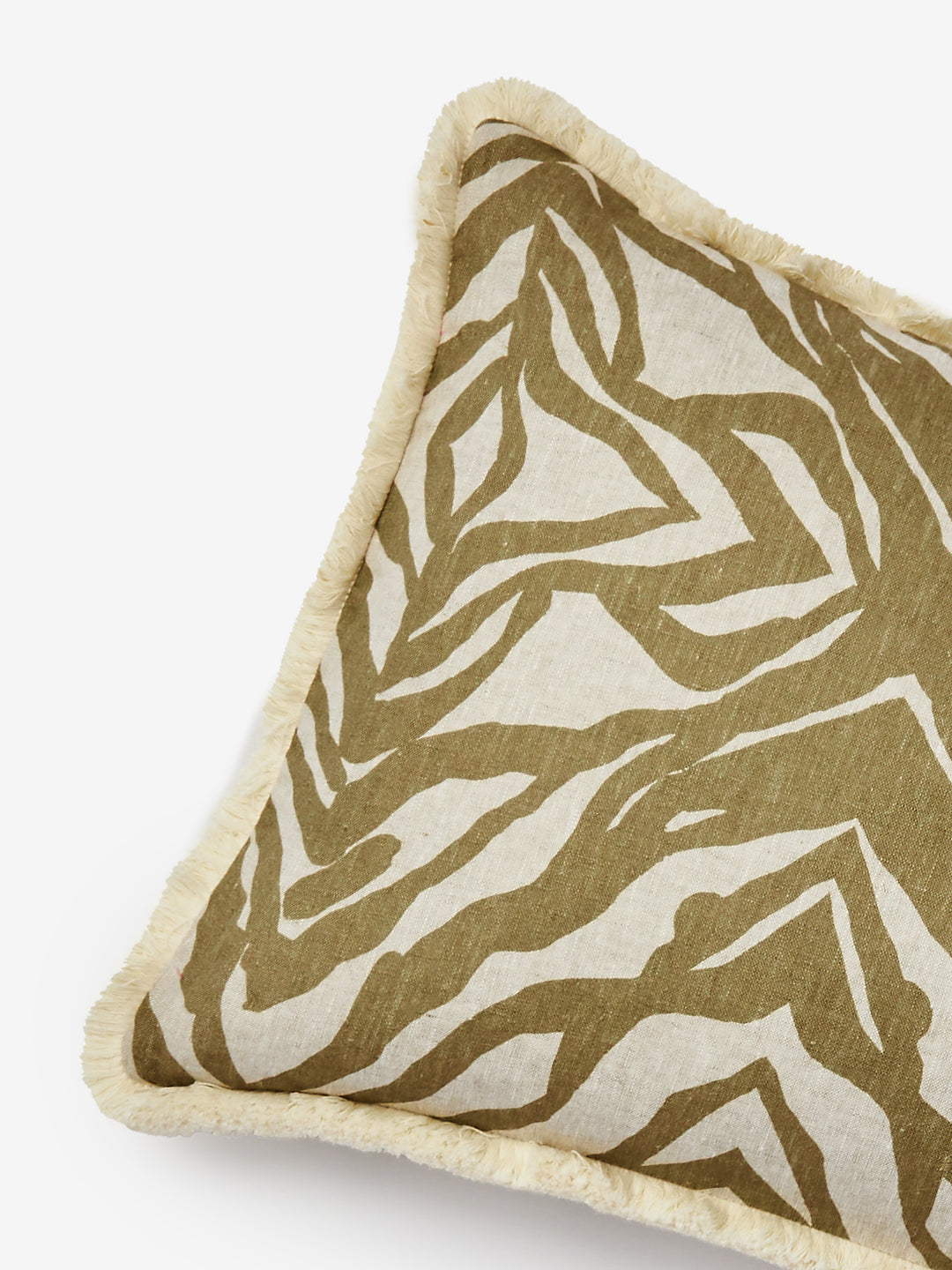 Zebra Olive Linen Cushion