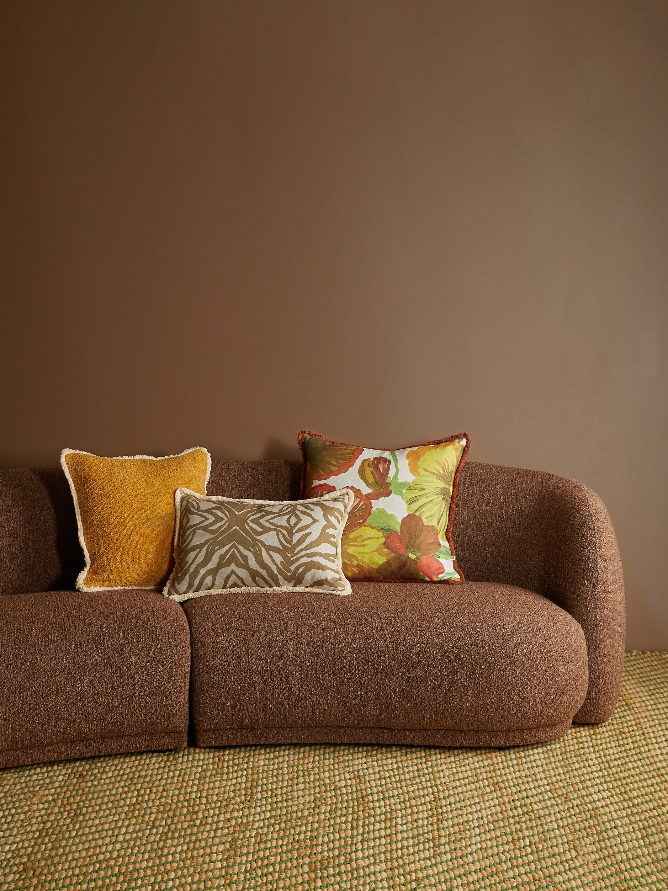 Zebra Olive Linen Cushion
