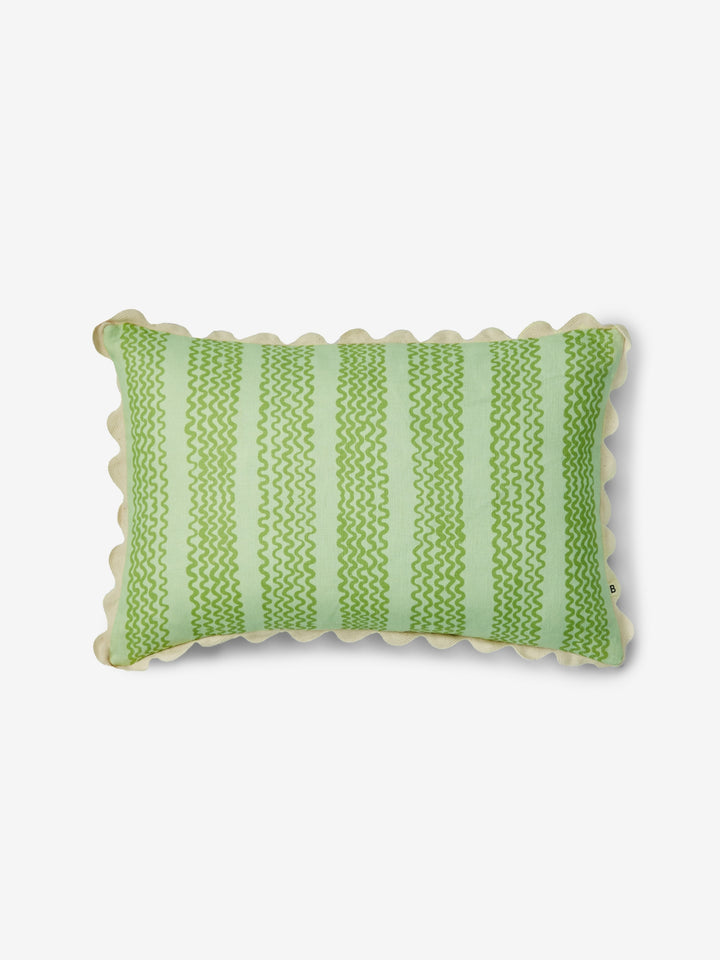 Mini Waves Mint Linen Cushion