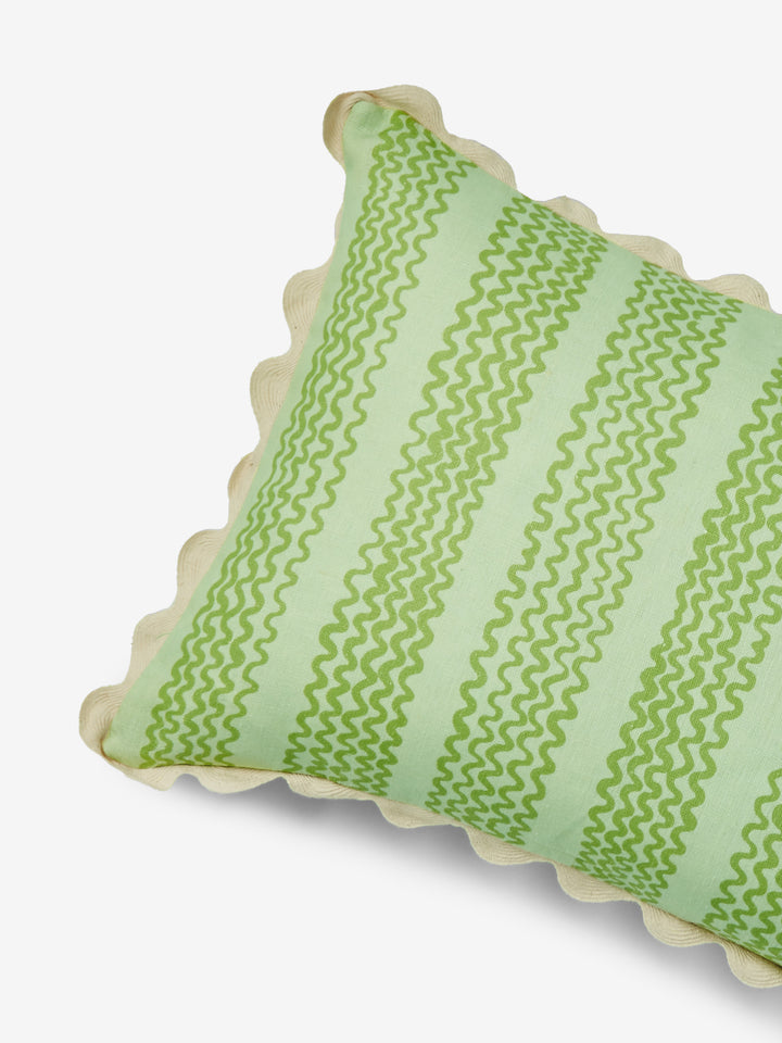 Mini Waves Mint Linen Cushion