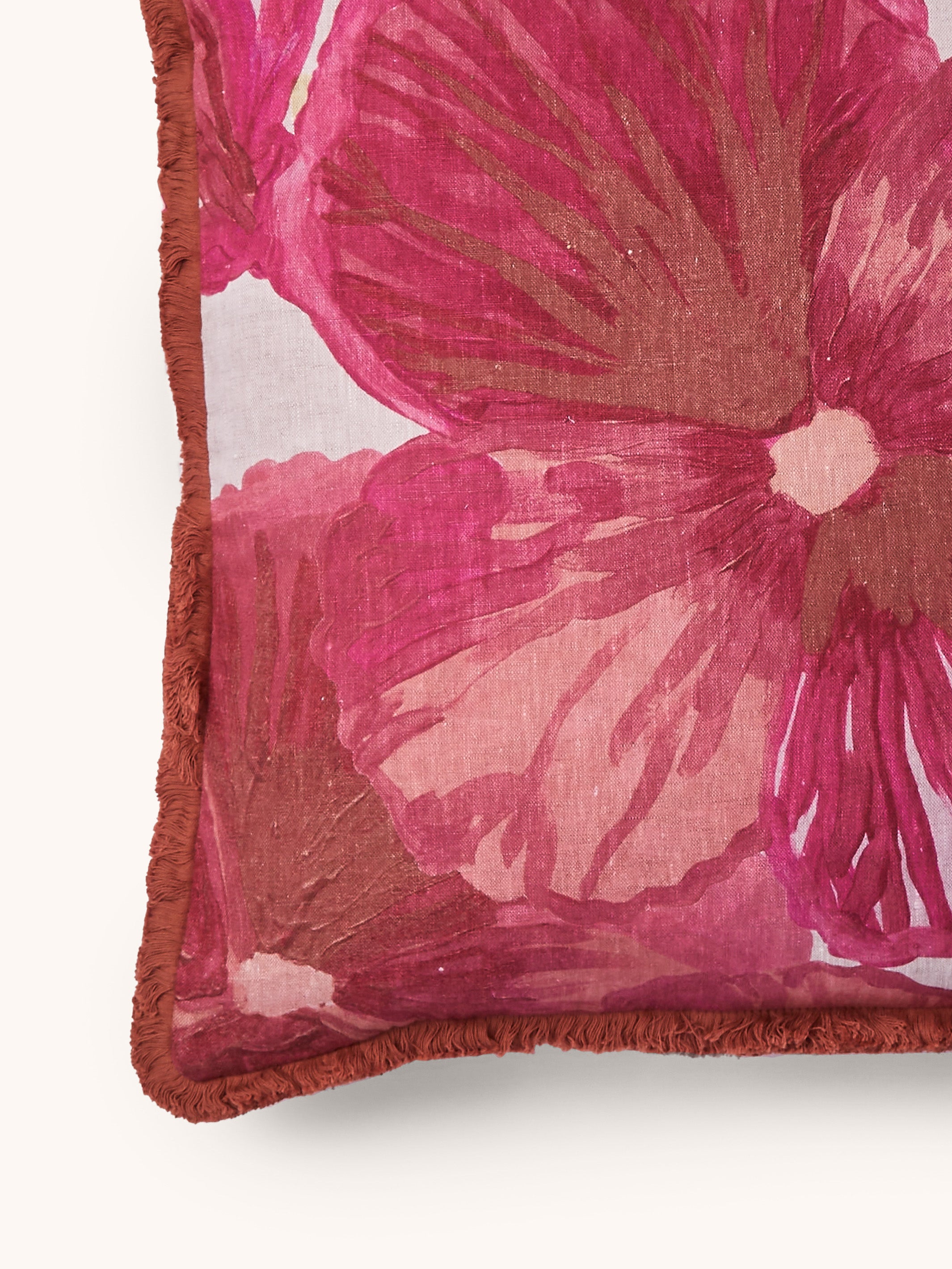 Wild Pansy Pink Linen Cushion - Almost Perfect