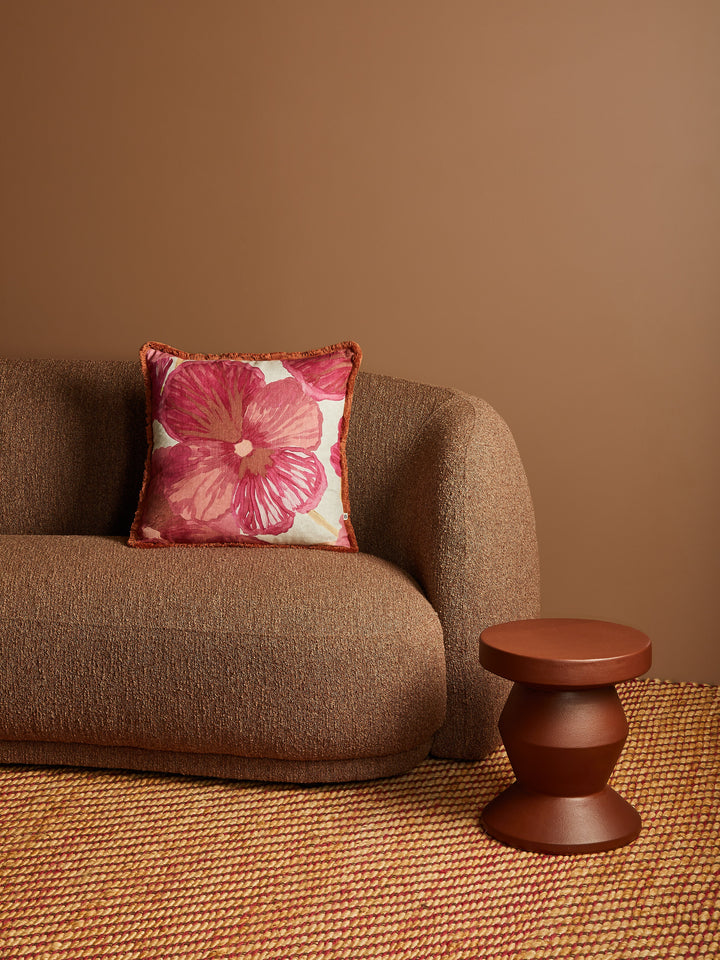 Wild Pansy Pink Linen Cushion