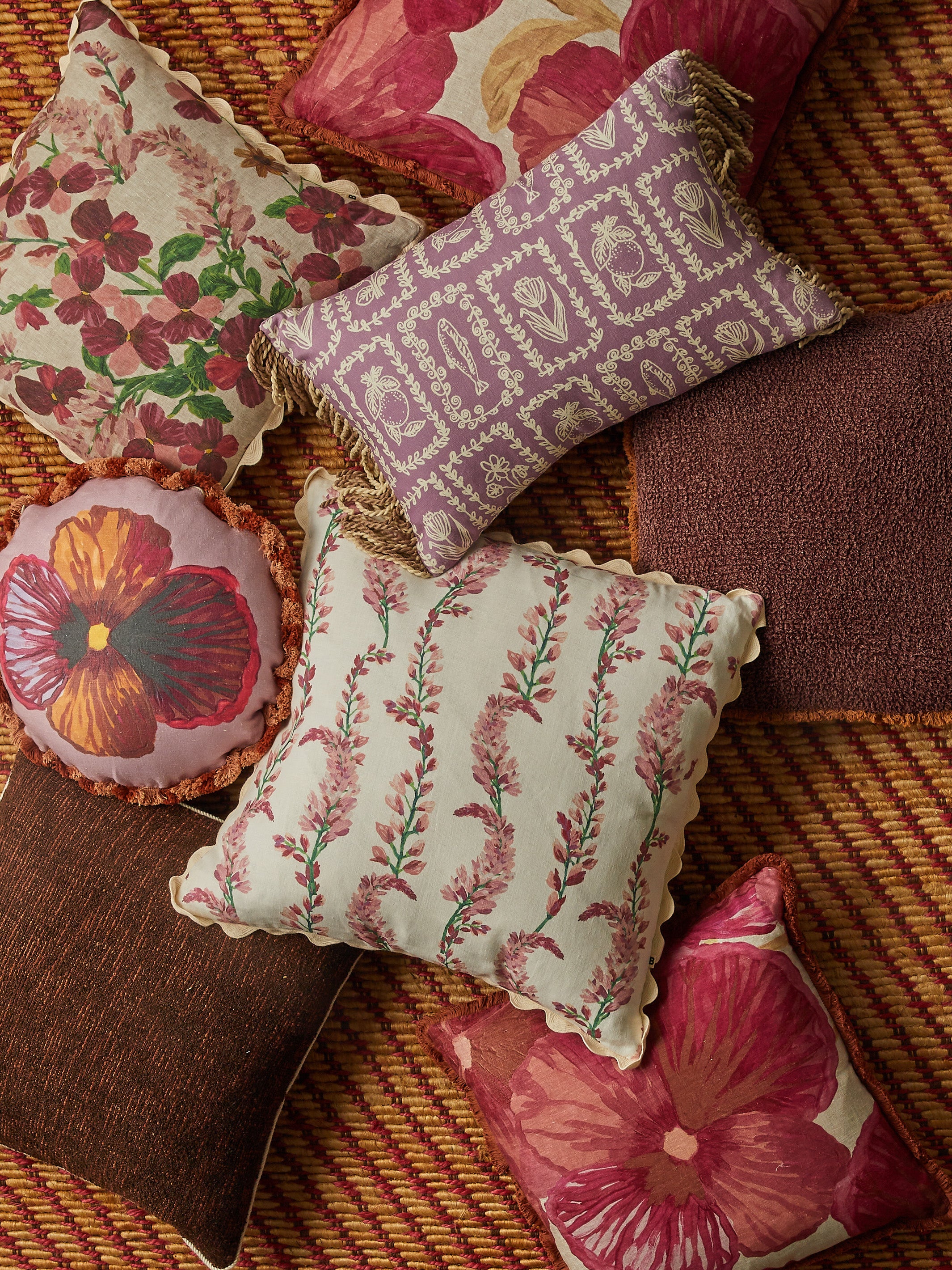 Wild Pansy Pink Linen Cushion - Almost Perfect