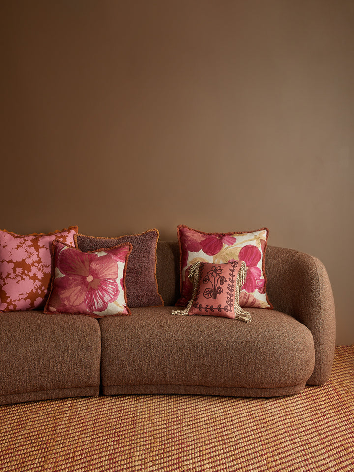 Wild Pansy Pink Linen Cushion