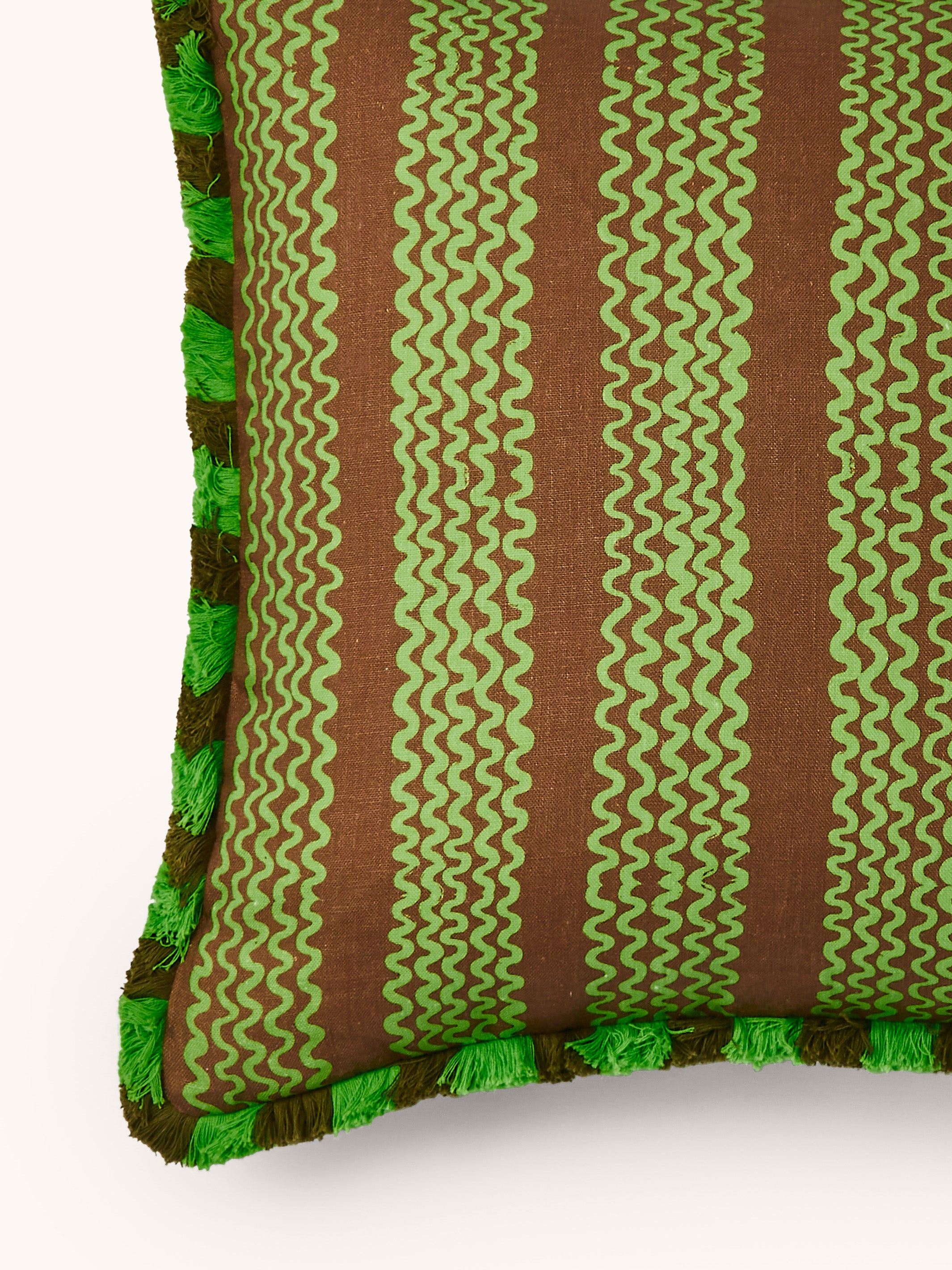 Mini Waves Bright Brown Linen Cushion - Almost Perfect