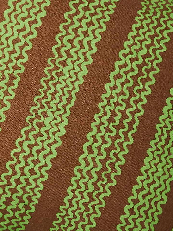 Mini Waves Bright Brown Linen Cushion