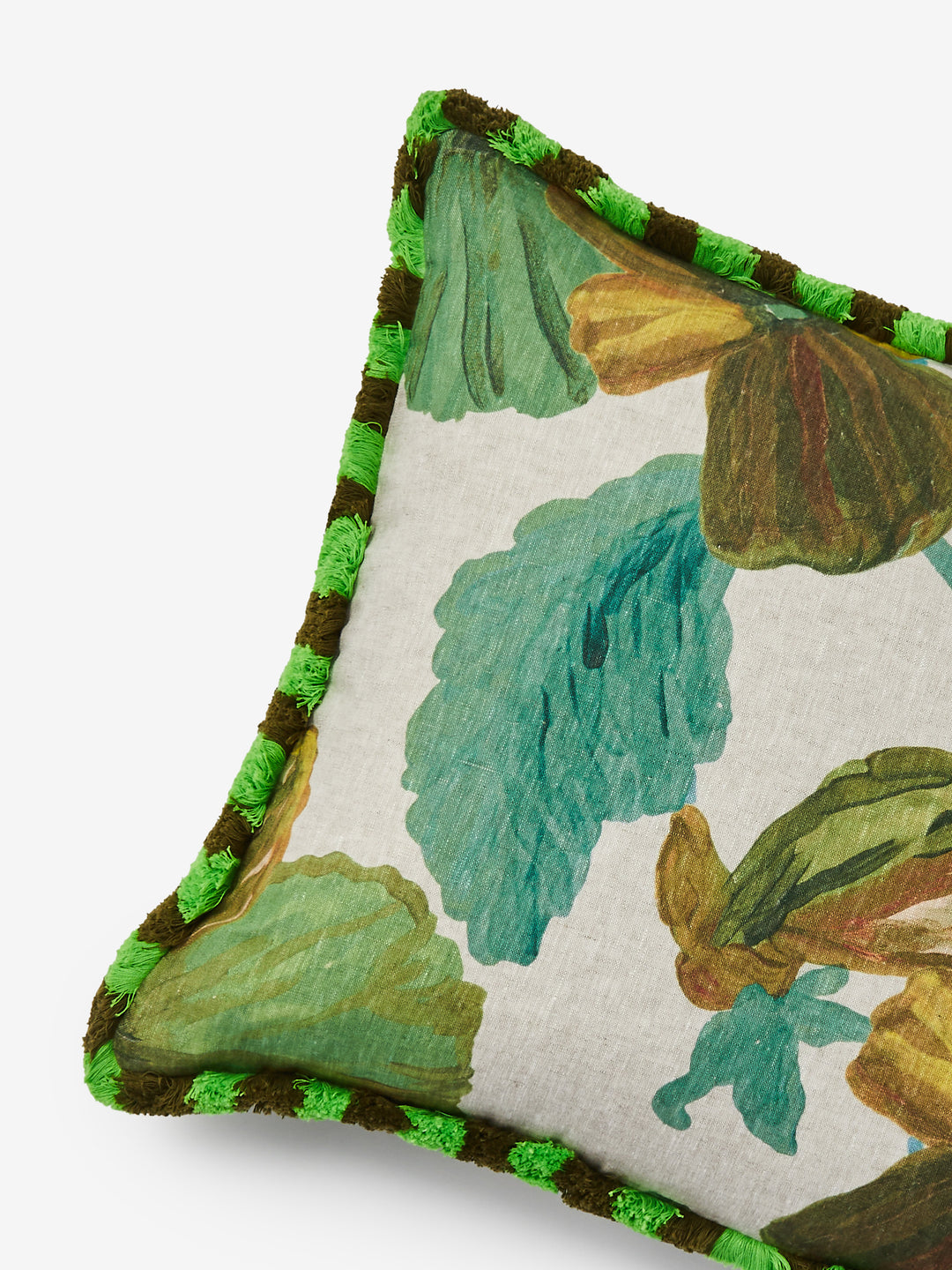 Wild Pansy Verde Linen Cushion