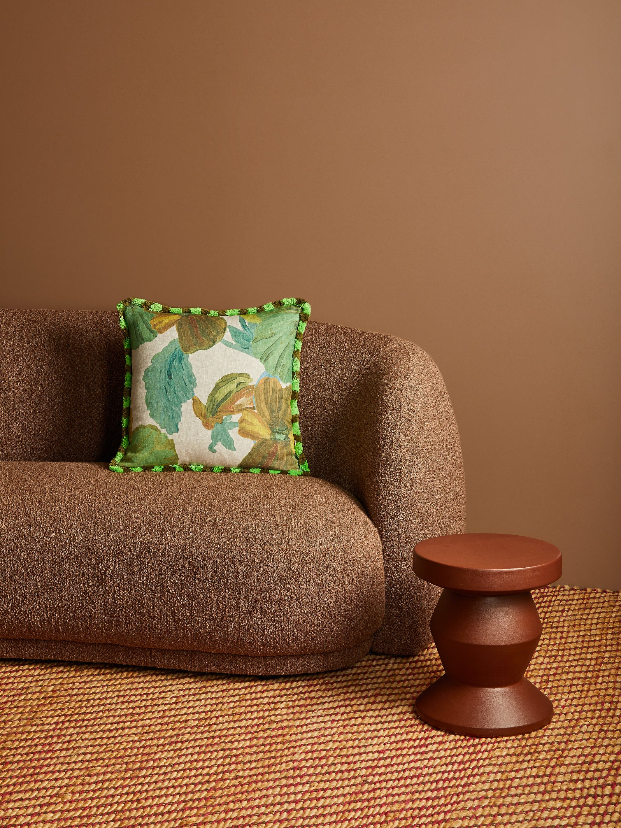 Wild Pansy Verde Linen Cushion