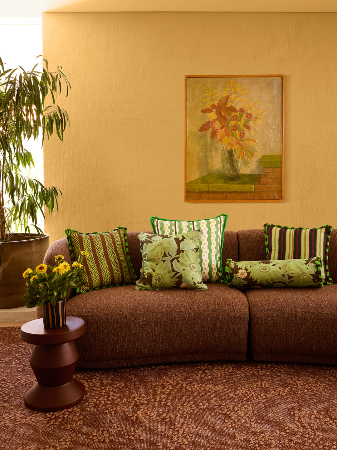 Marigold Khaki Linen Cushion