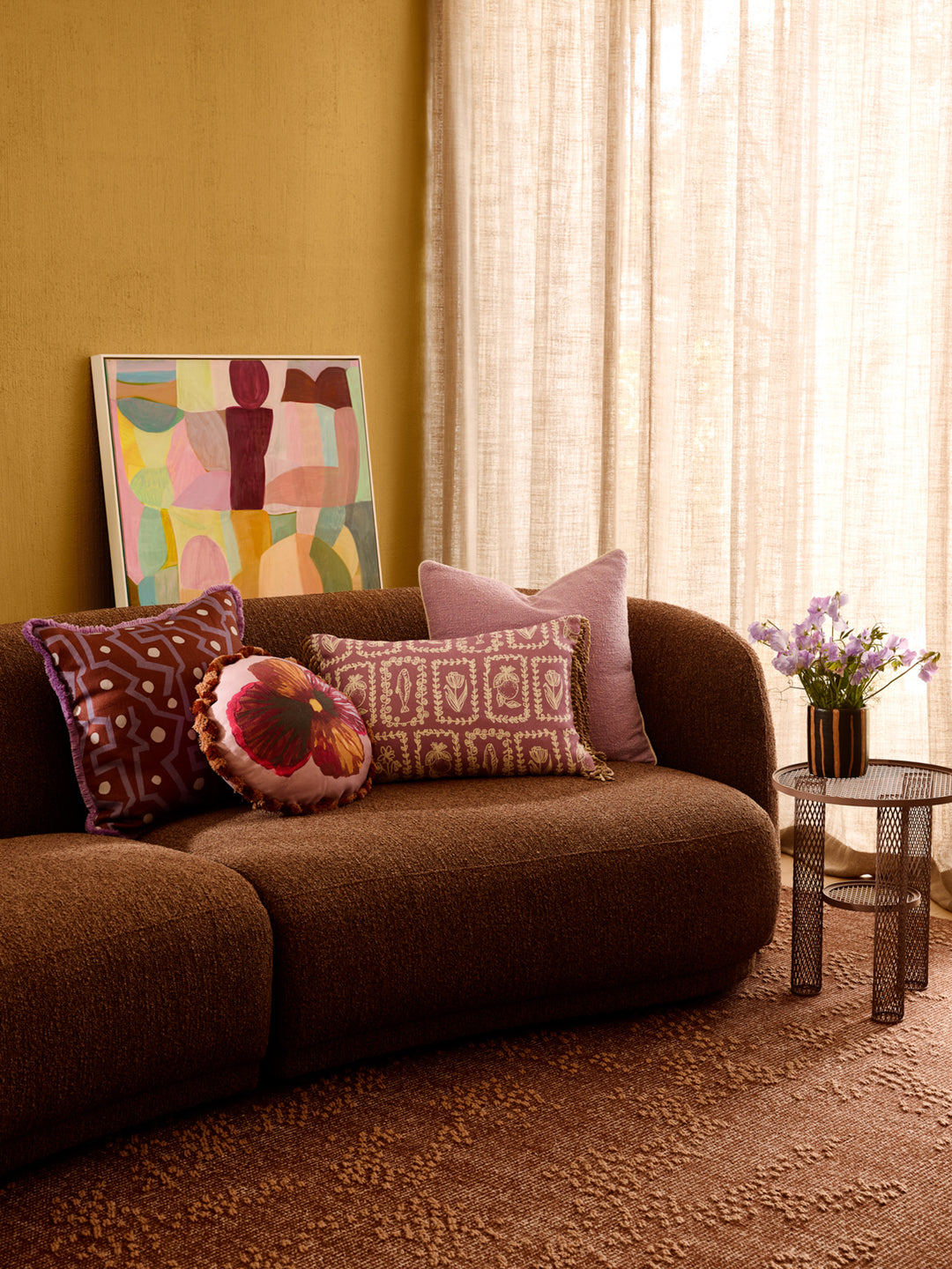 Memphis Burgundy Linen Cushion