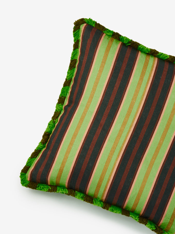 Suiting Stripe Emerald Linen Cushion