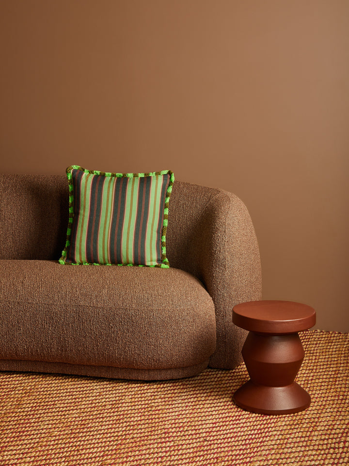 Suiting Stripe Emerald Linen Cushion