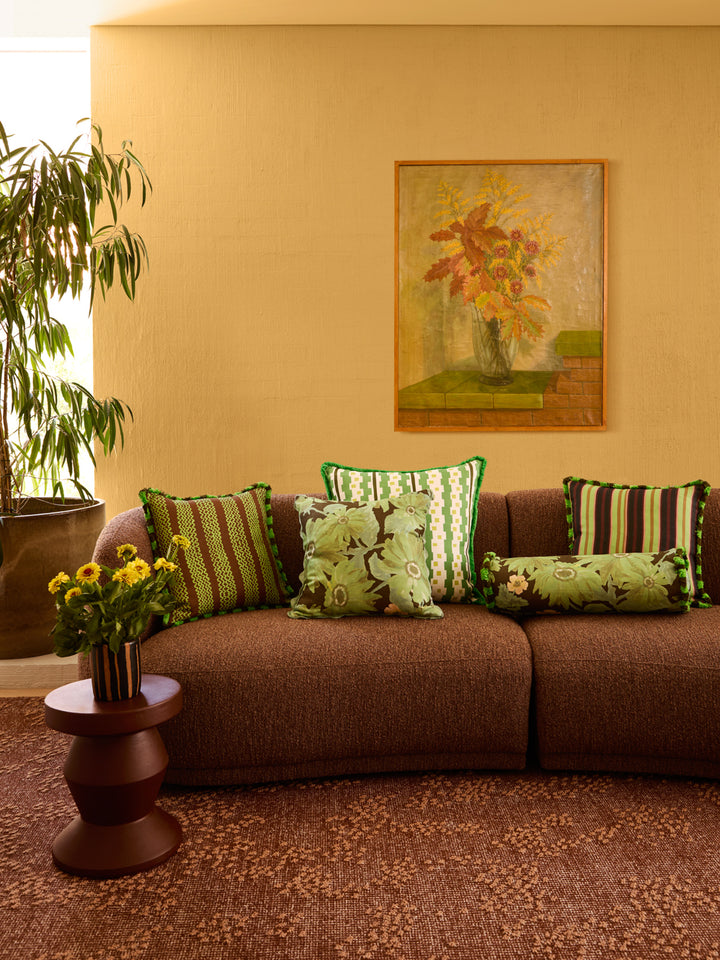 Suiting Stripe Emerald Linen Cushion