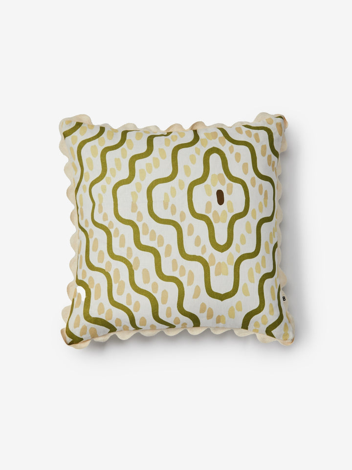Rushes Olive Linen Cushion