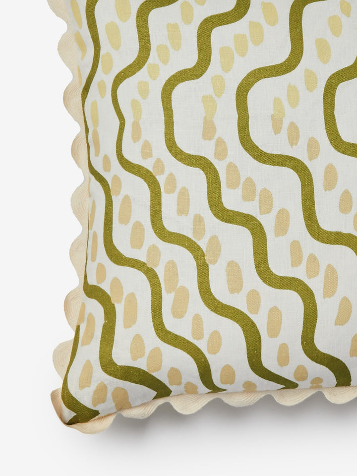 Rushes Olive Linen Cushion