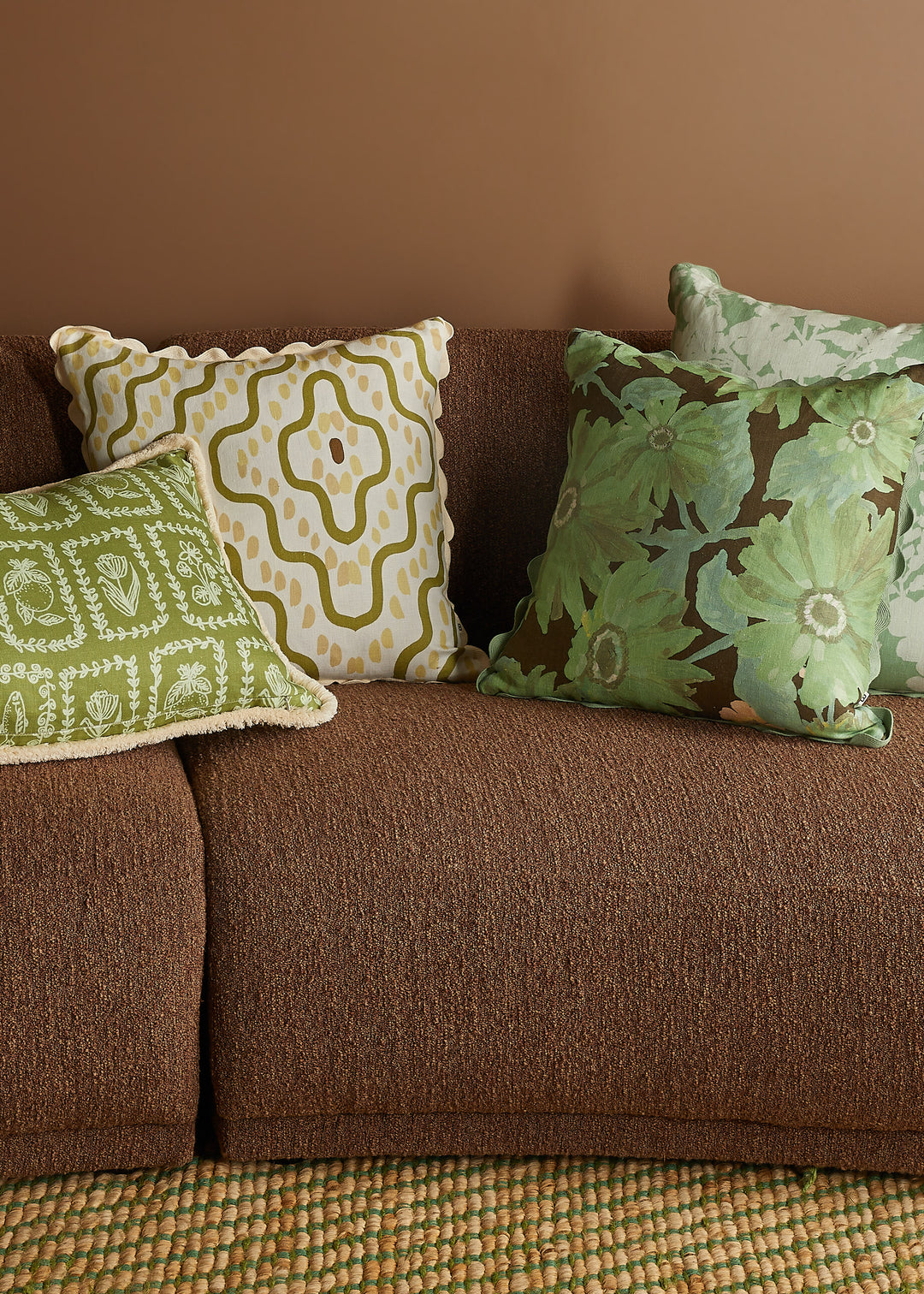 Rushes Olive Linen Cushion