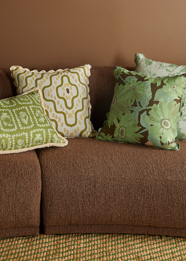 Rushes Olive Linen Cushion