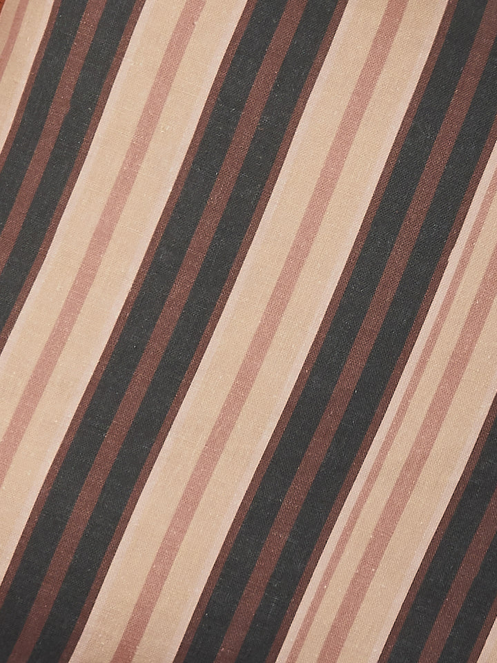 Suiting Stripe Black Tan Linen Cushion