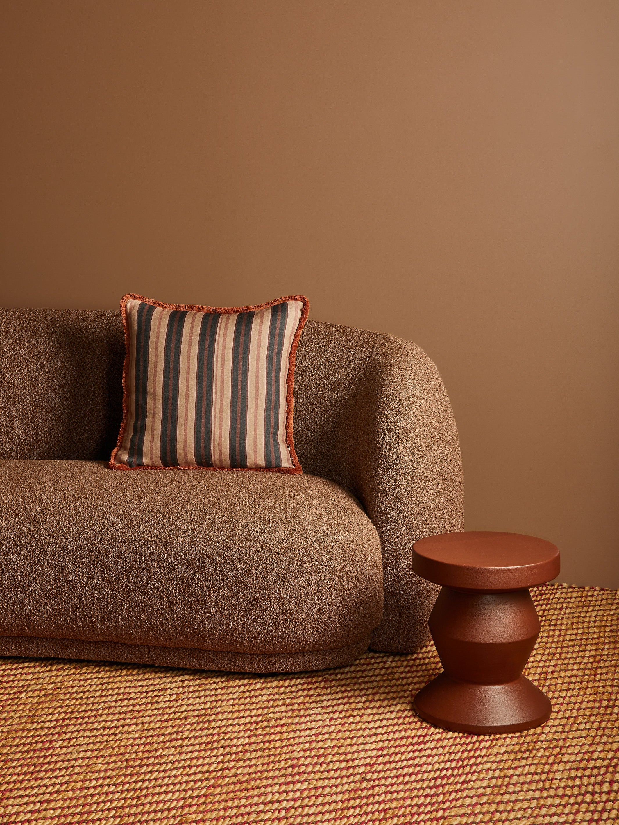 Suiting Stripe Black Tan Linen Cushion