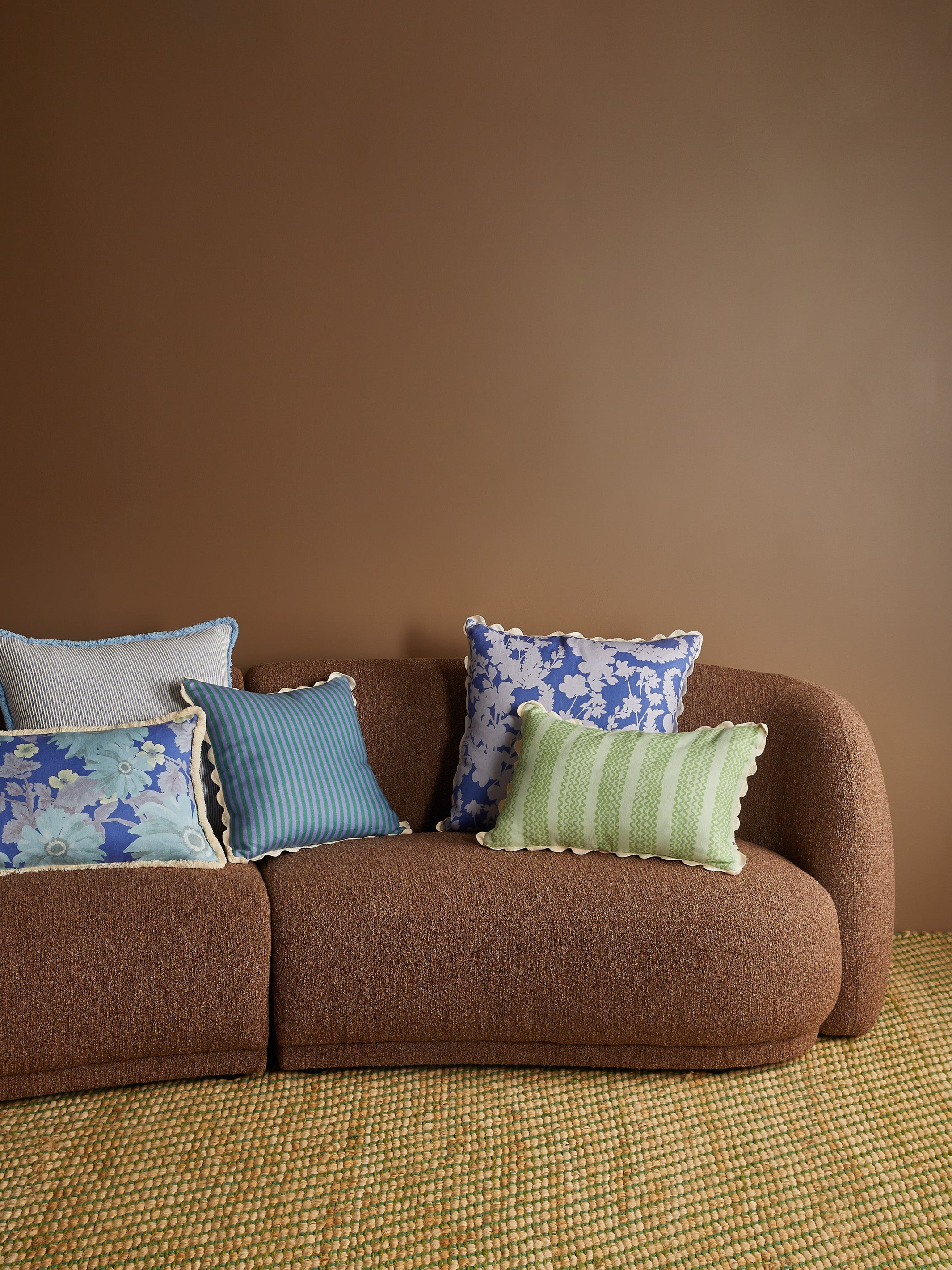 Pinstripe Yves Klein Blue Linen Cushion