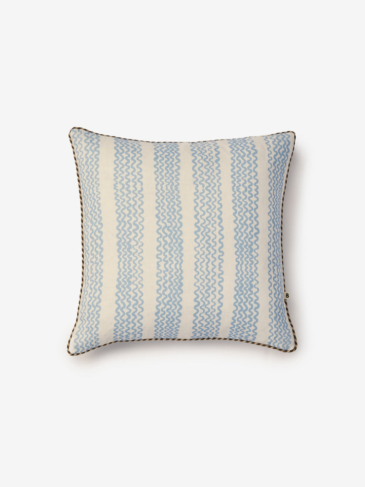 Mini Waves Soft Blue Linen Cushion