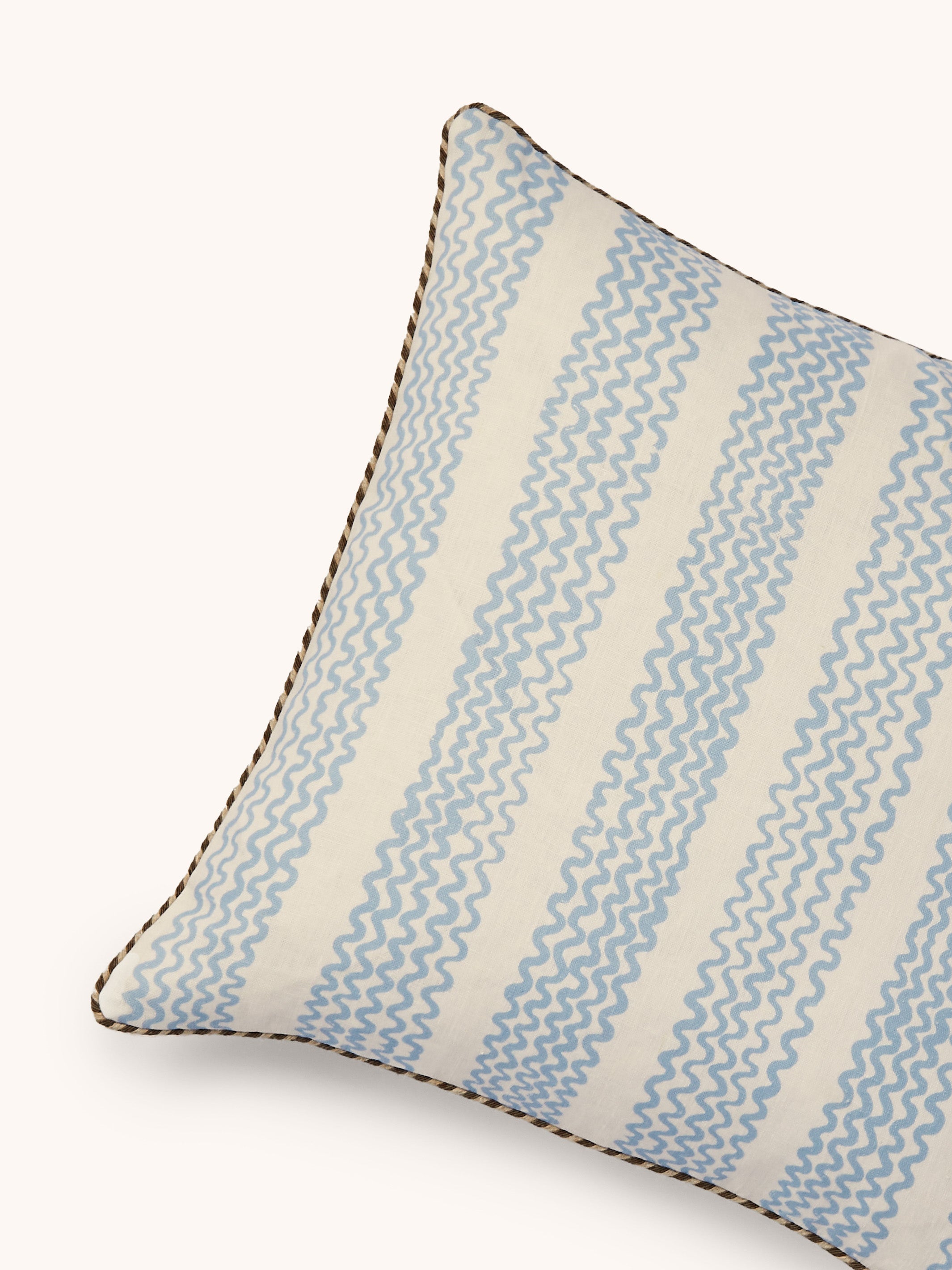 Mini Waves Soft Blue Linen Cushion - Almost Perfect