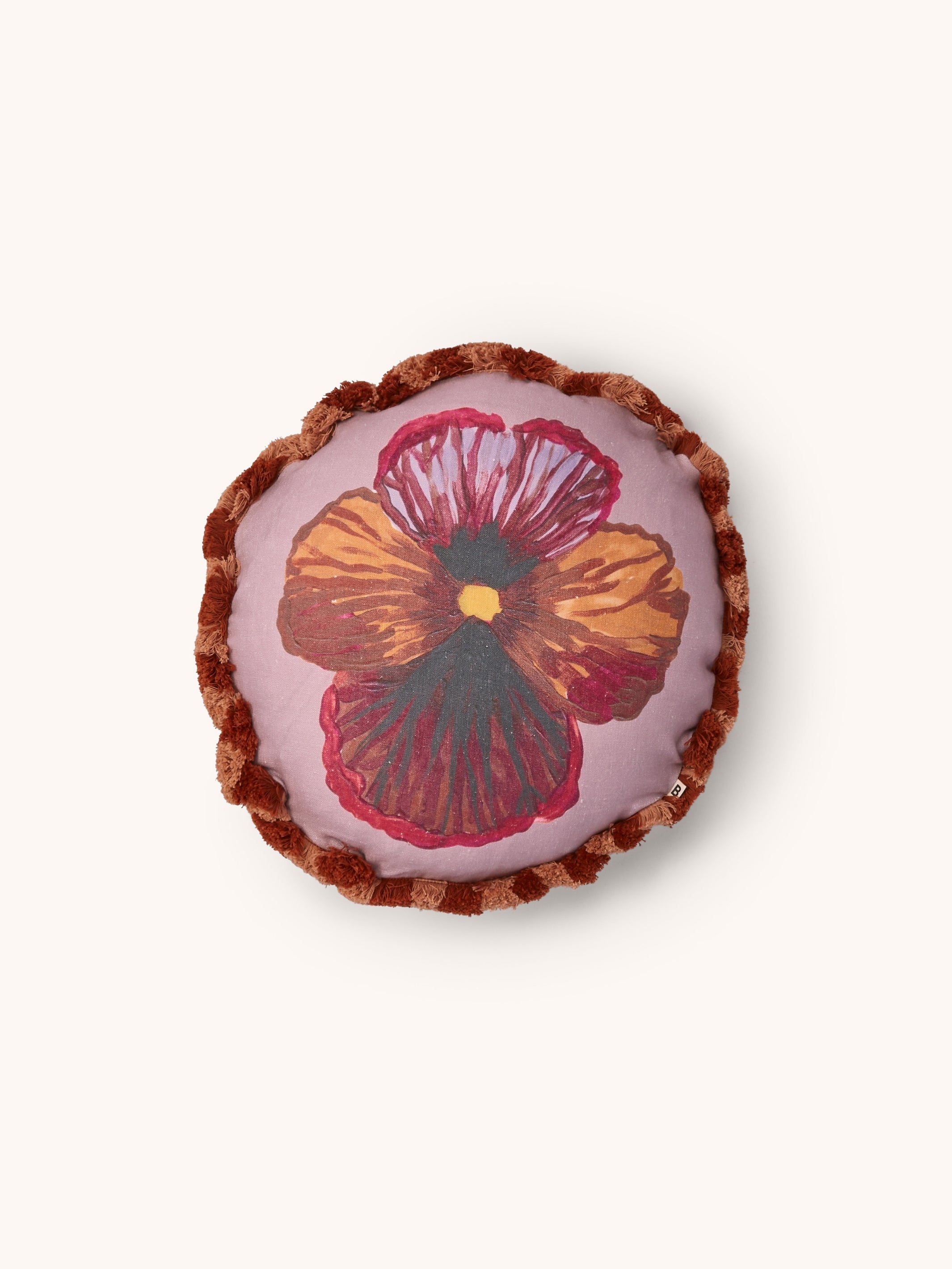 Wild Pansy Lilac Linen Round Cushion