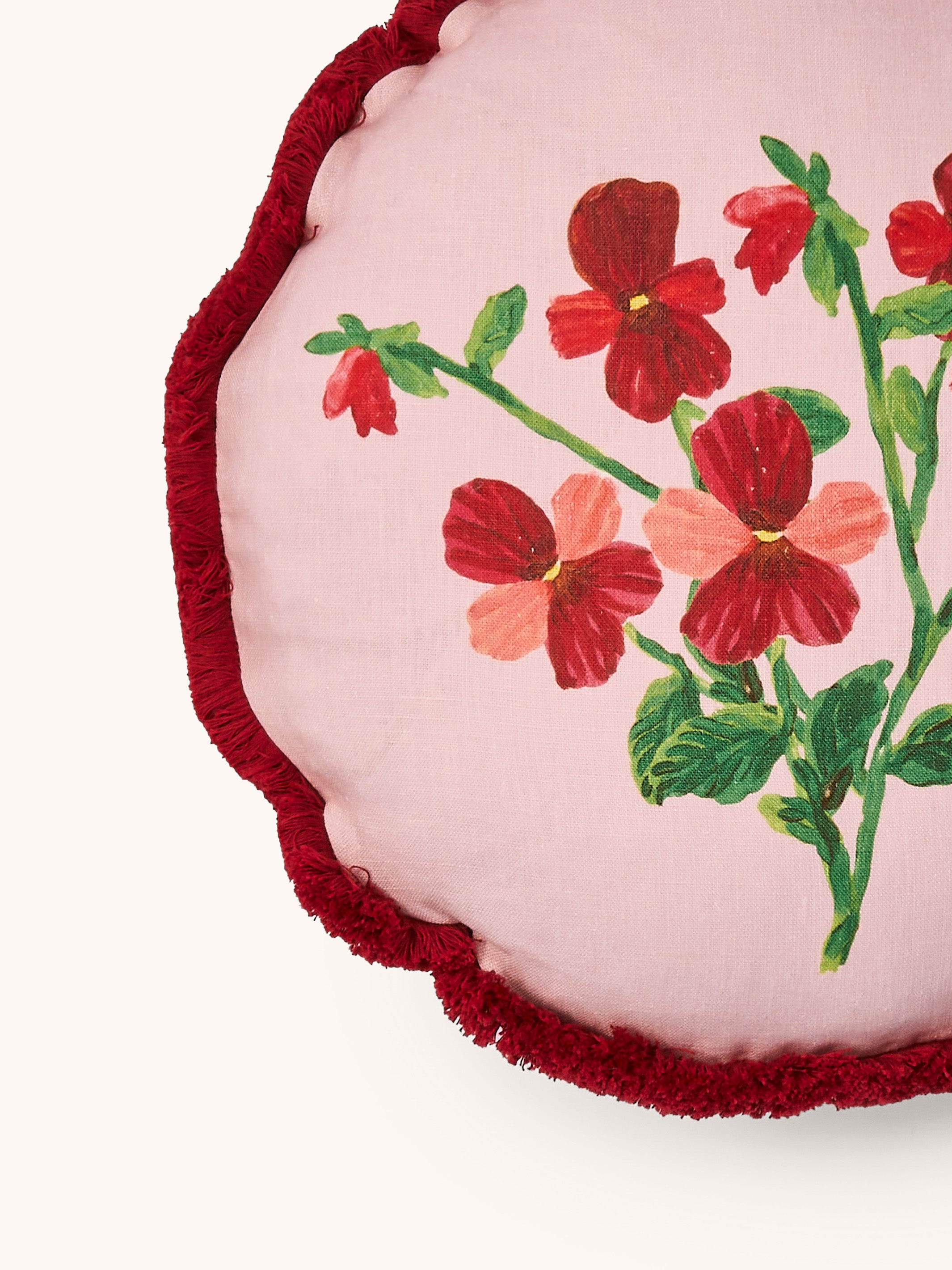 Mini Viola Round Linen Cushion - Almost Perfect