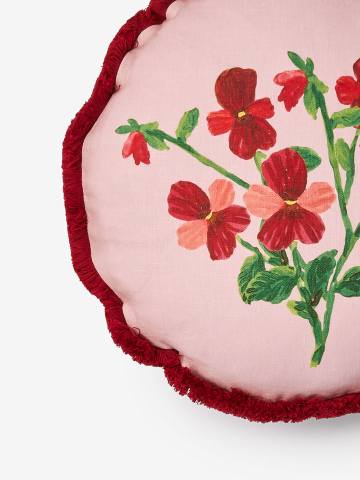 Mini Viola Round Linen Cushion