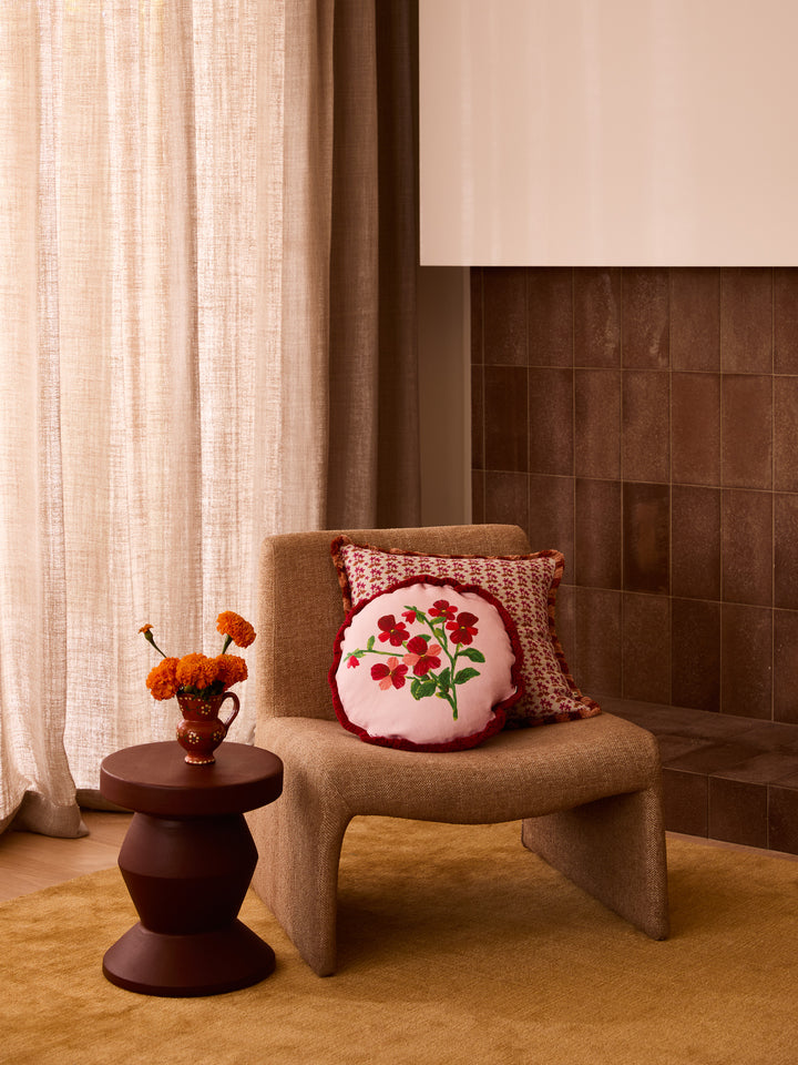 Mini Viola Round Linen Cushion