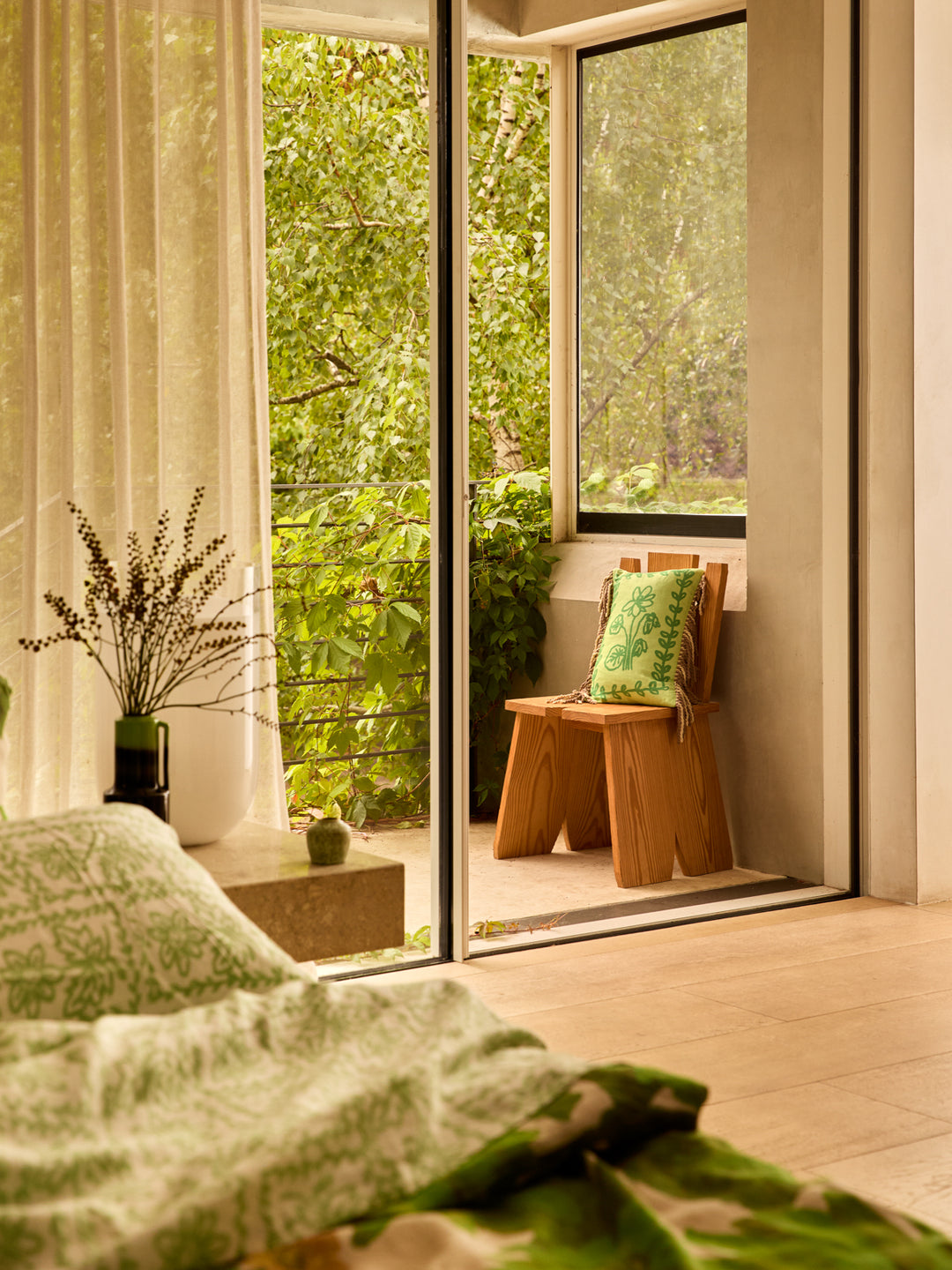 Petra Green Linen Cushion