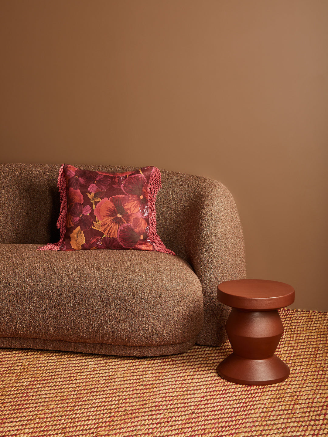 Wild Pansy Dark Cerise Linen Cushion