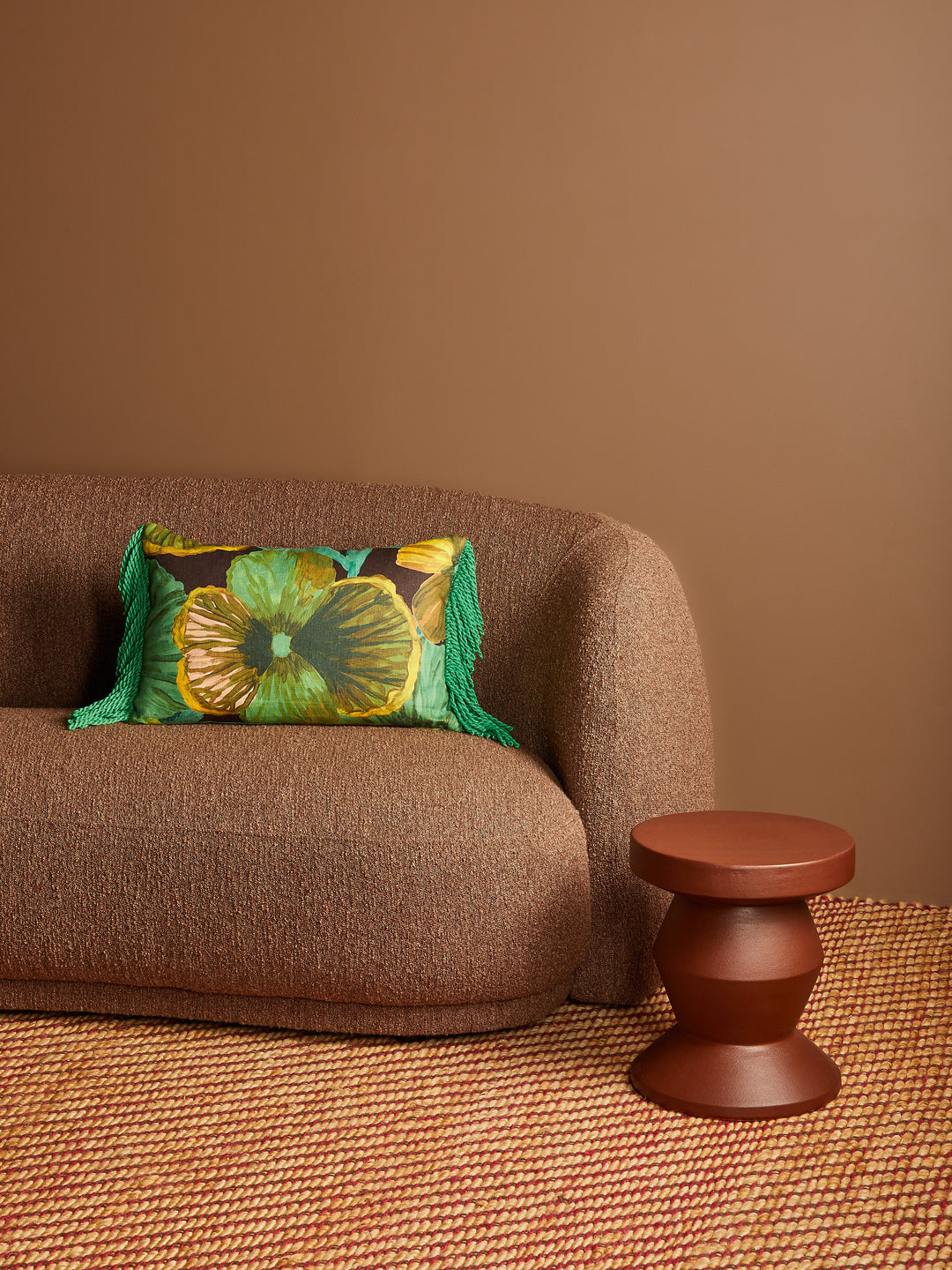 Wild Pansy Emerald Linen Cushion