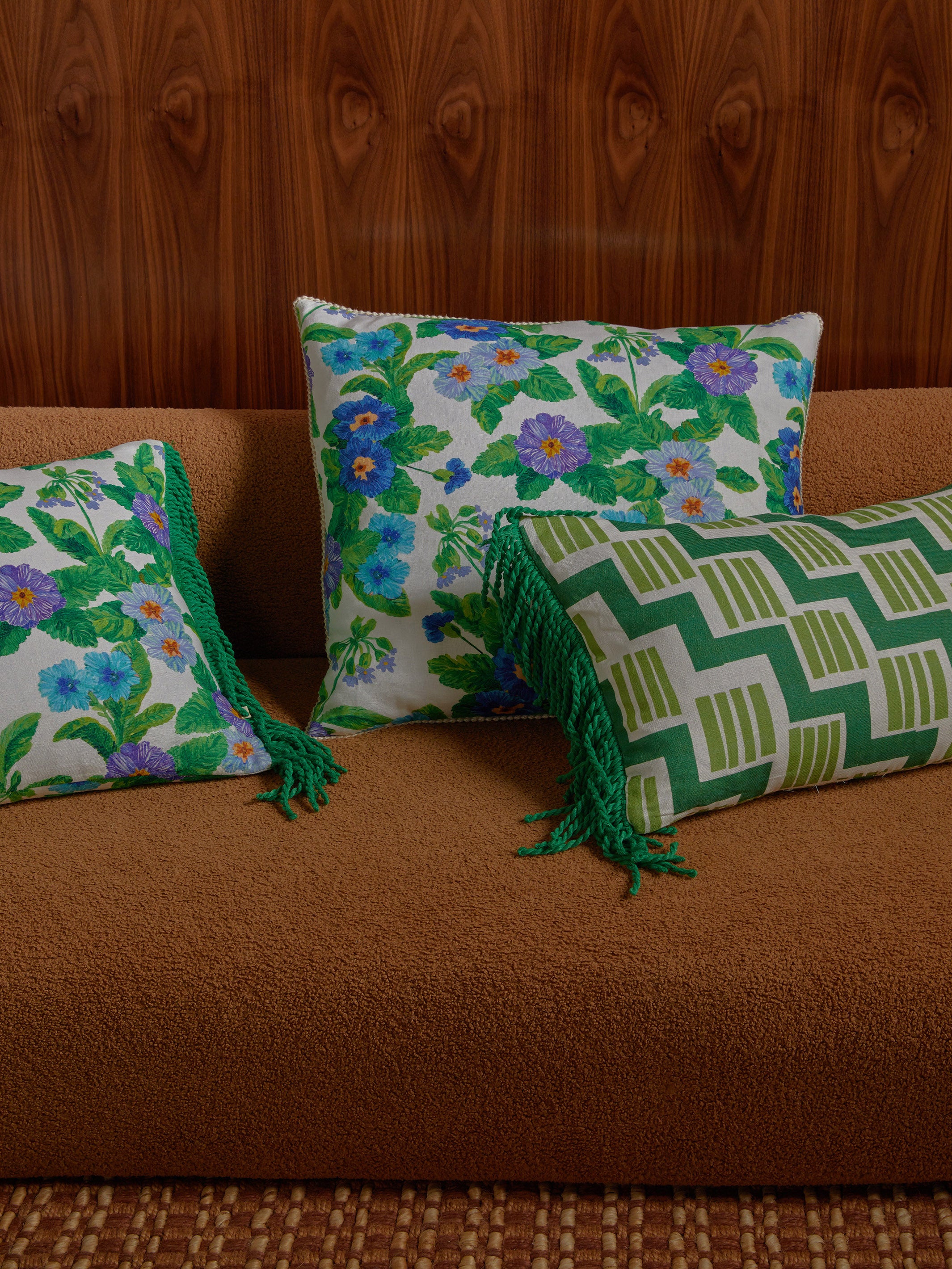 Summer Patch Blue Linen Cushion