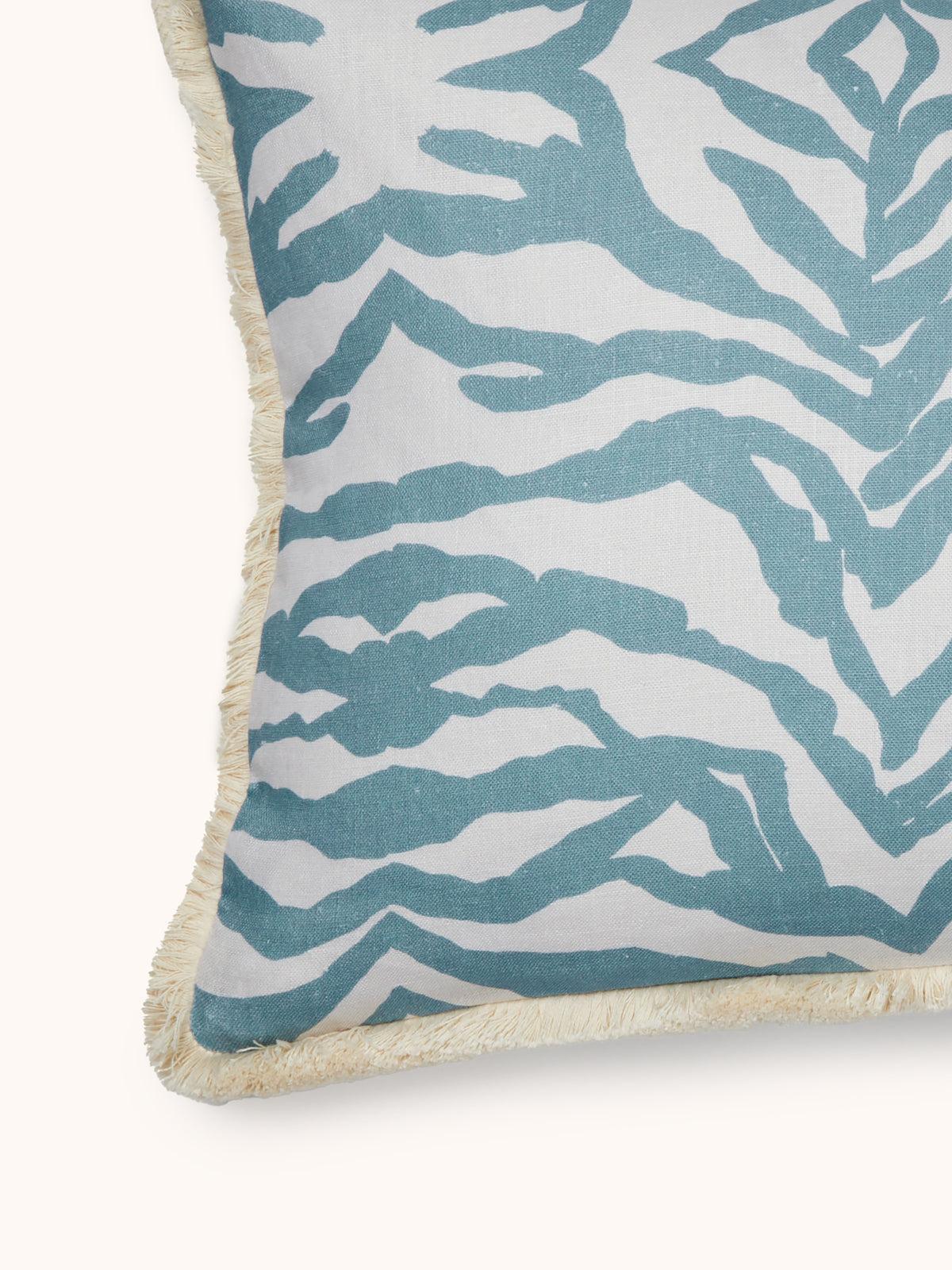 Zebra Blue Linen Cushion