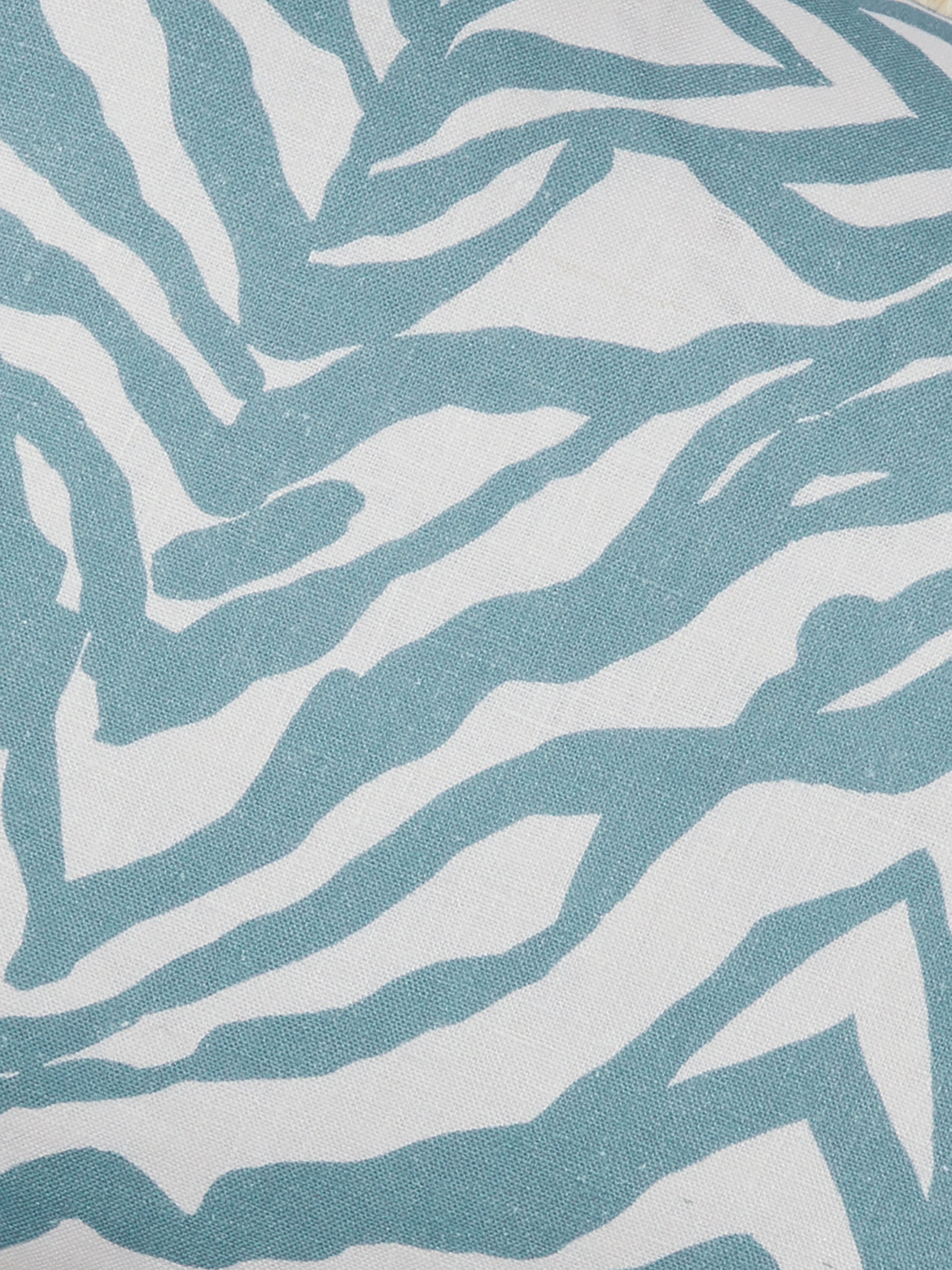 Zebra Blue Linen Cushion