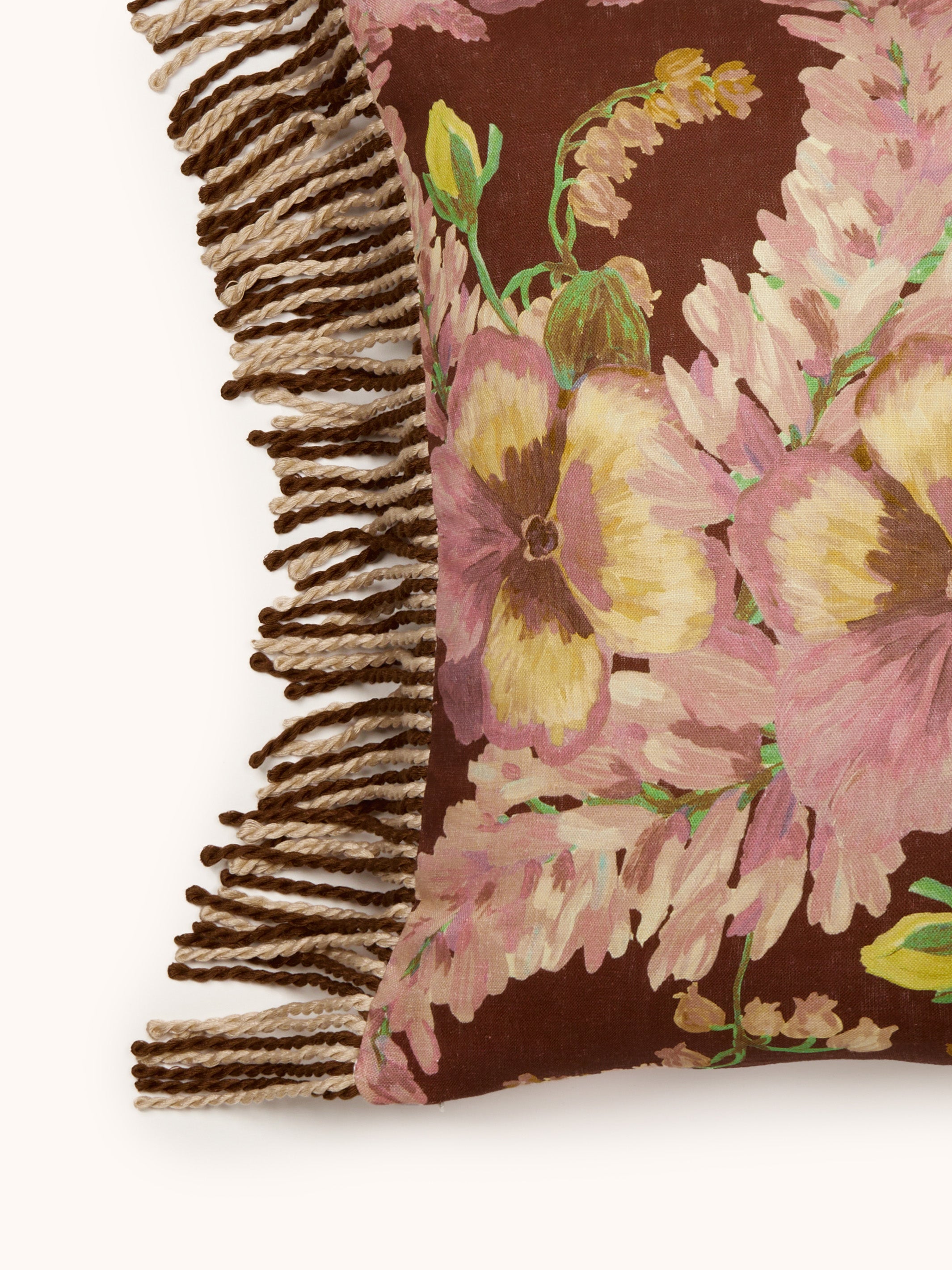 Mountain Floral Cocoa Linen Cushion
