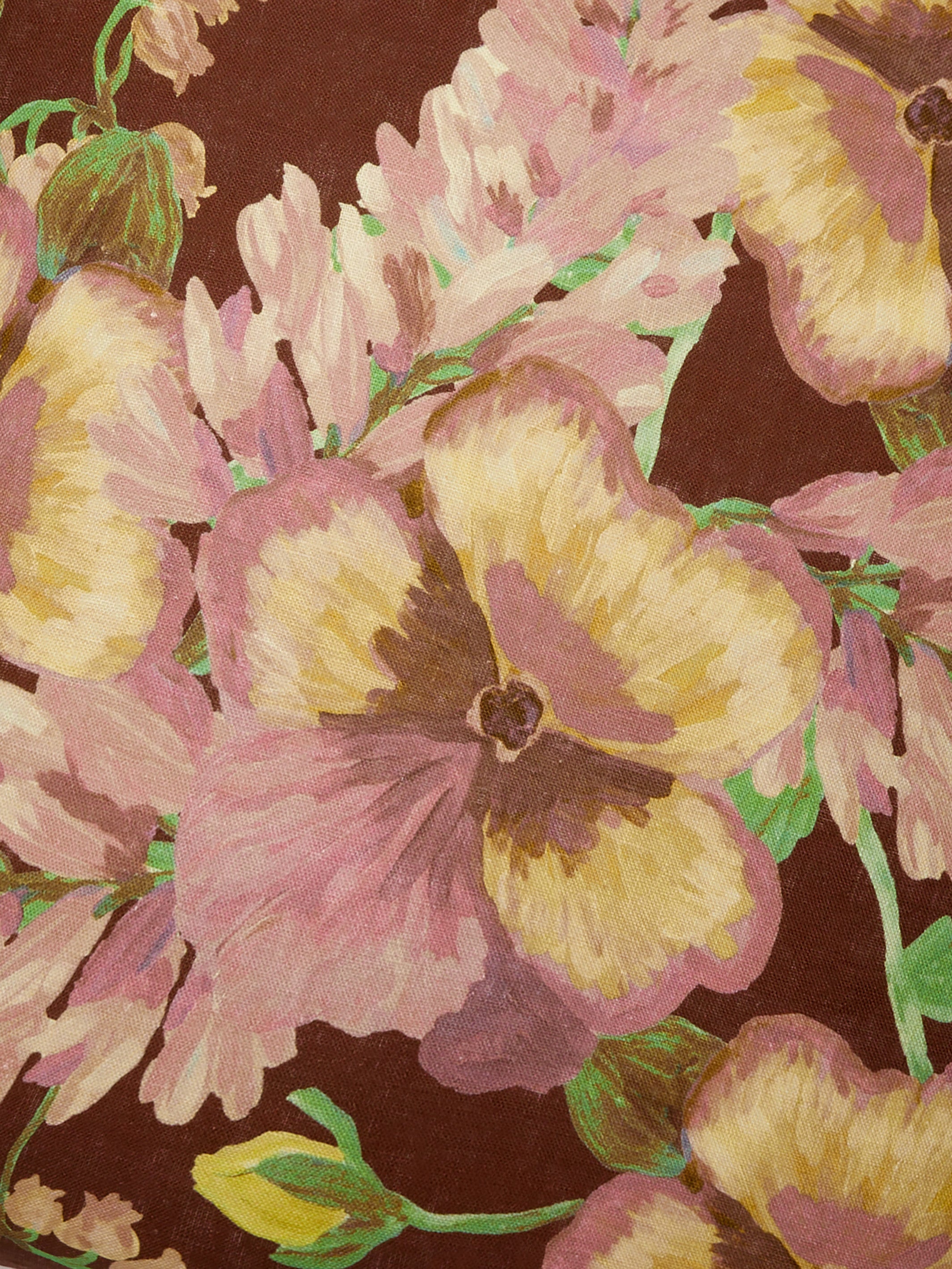 Mountain Floral Cocoa Linen Cushion