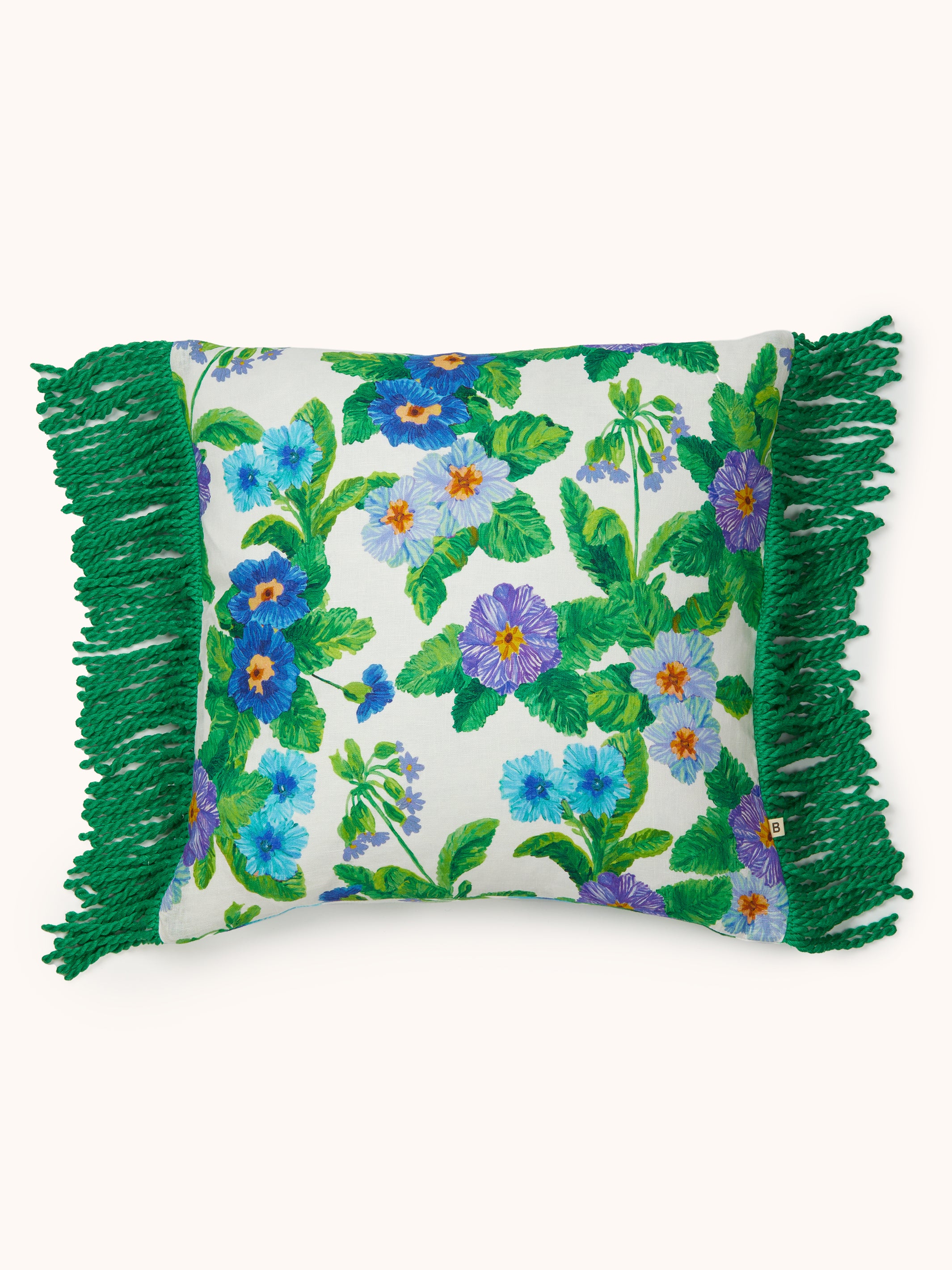Summer Patch Blue Linen Cushion