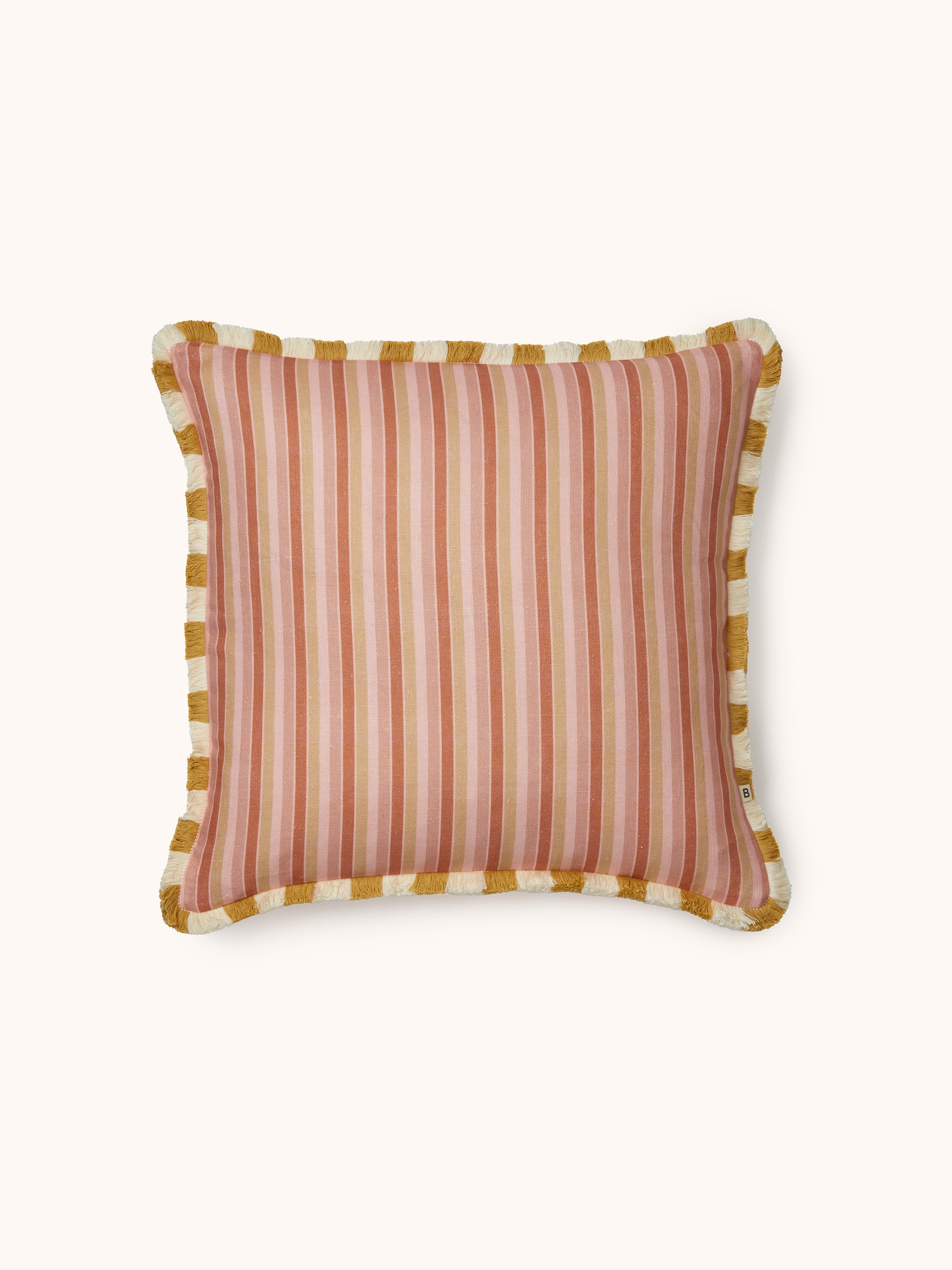 Garden Stripe Pink Linen Cushion
