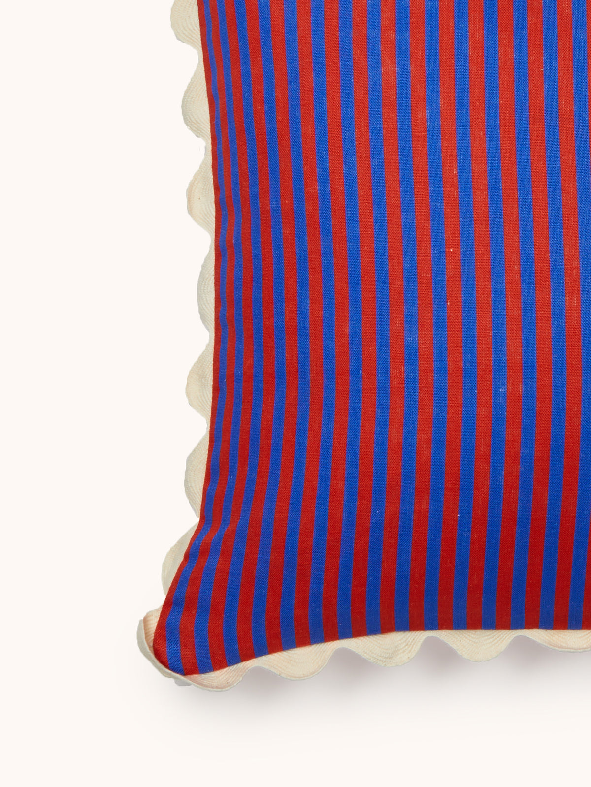 Pinstripe Red Blue Linen Cushion