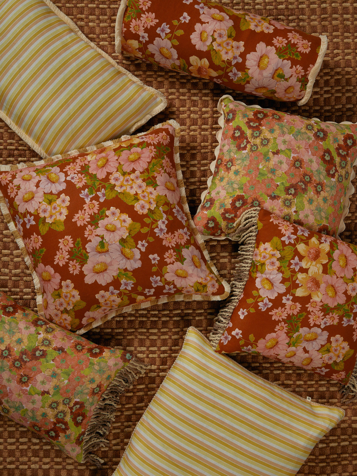 Buttercup Rust Linen Cushion