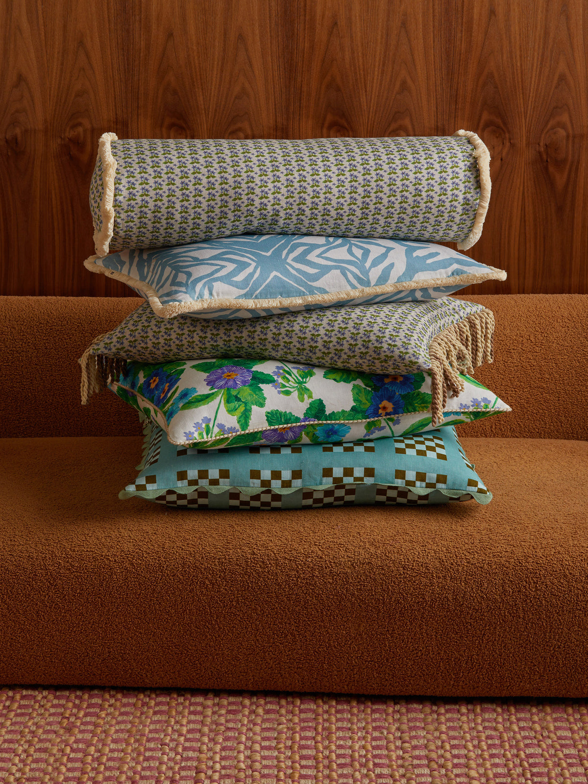 Zebra Blue Linen Cushion