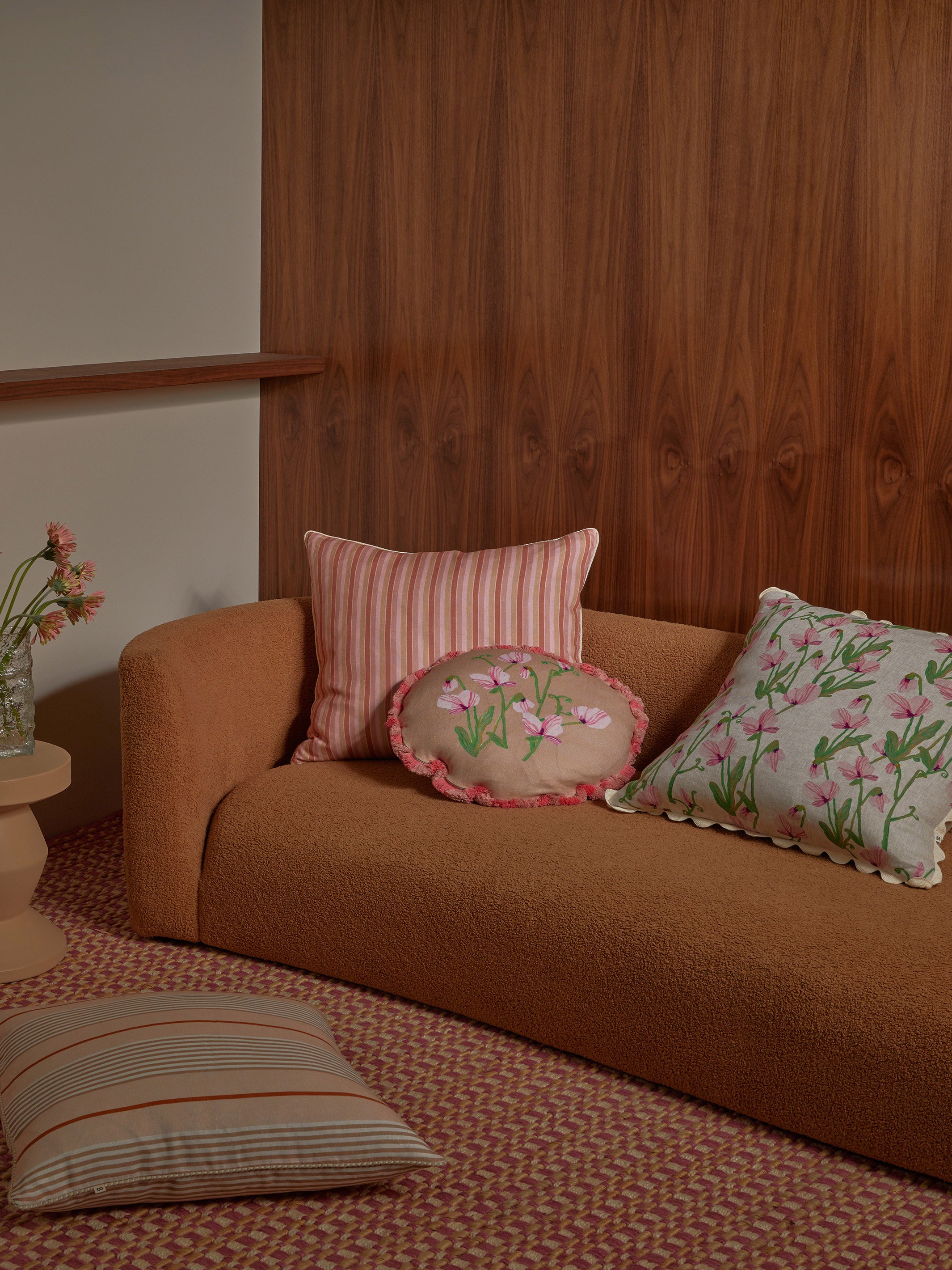 Sweet Pea Buff Linen Cushion