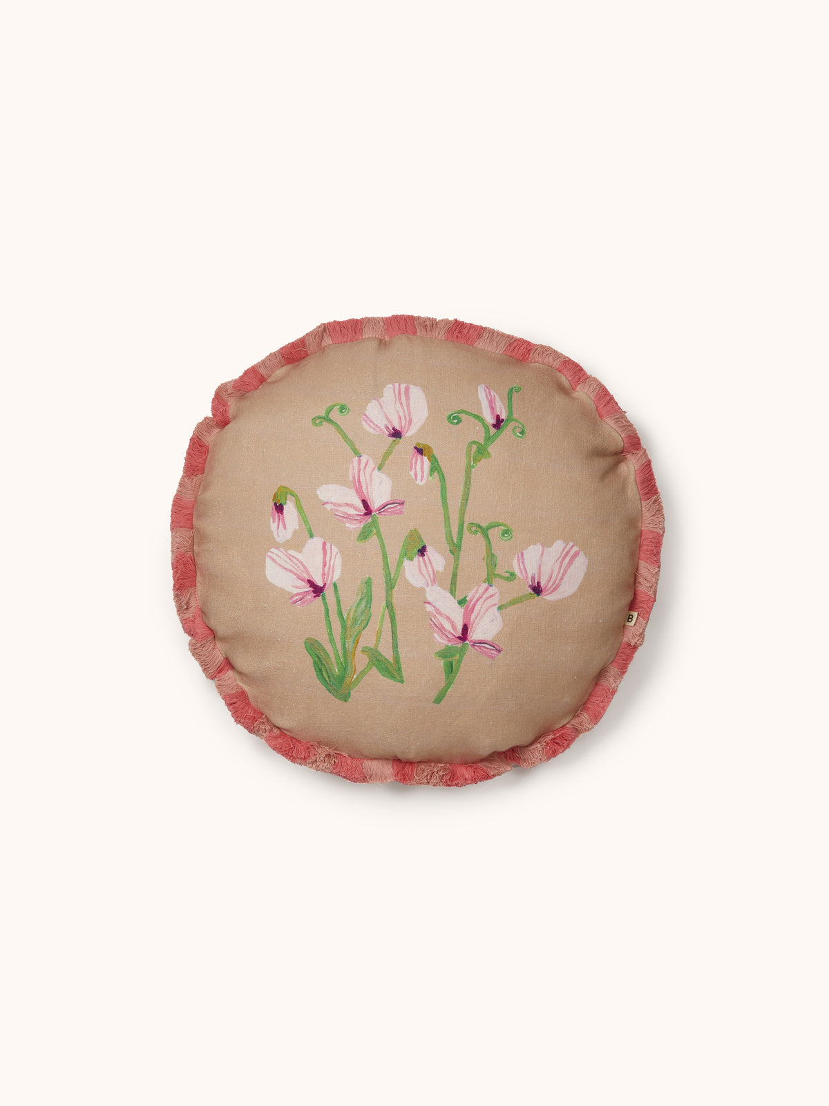 Sweet Pea Buff Linen Cushion