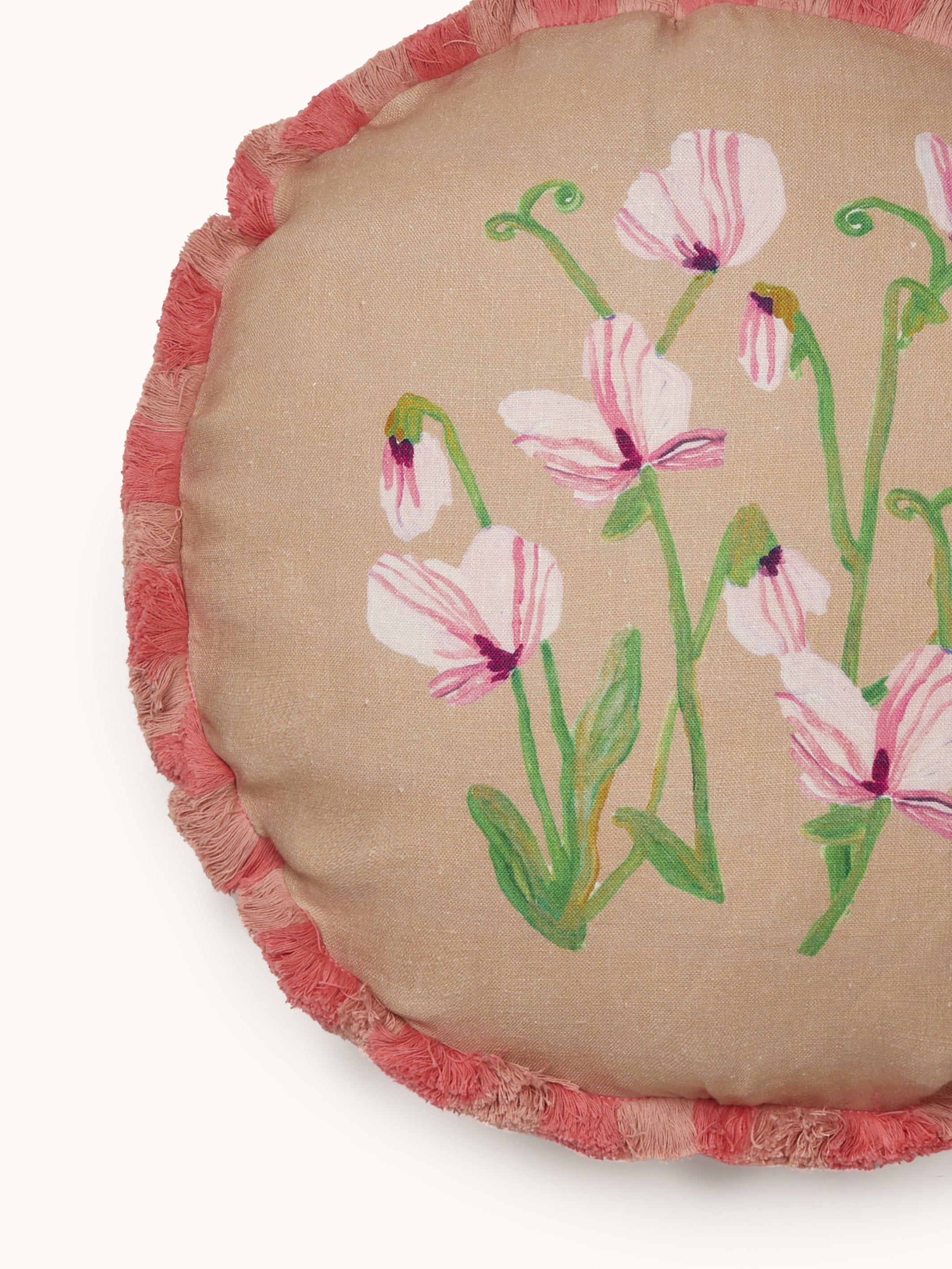 Sweet Pea Buff Linen Cushion
