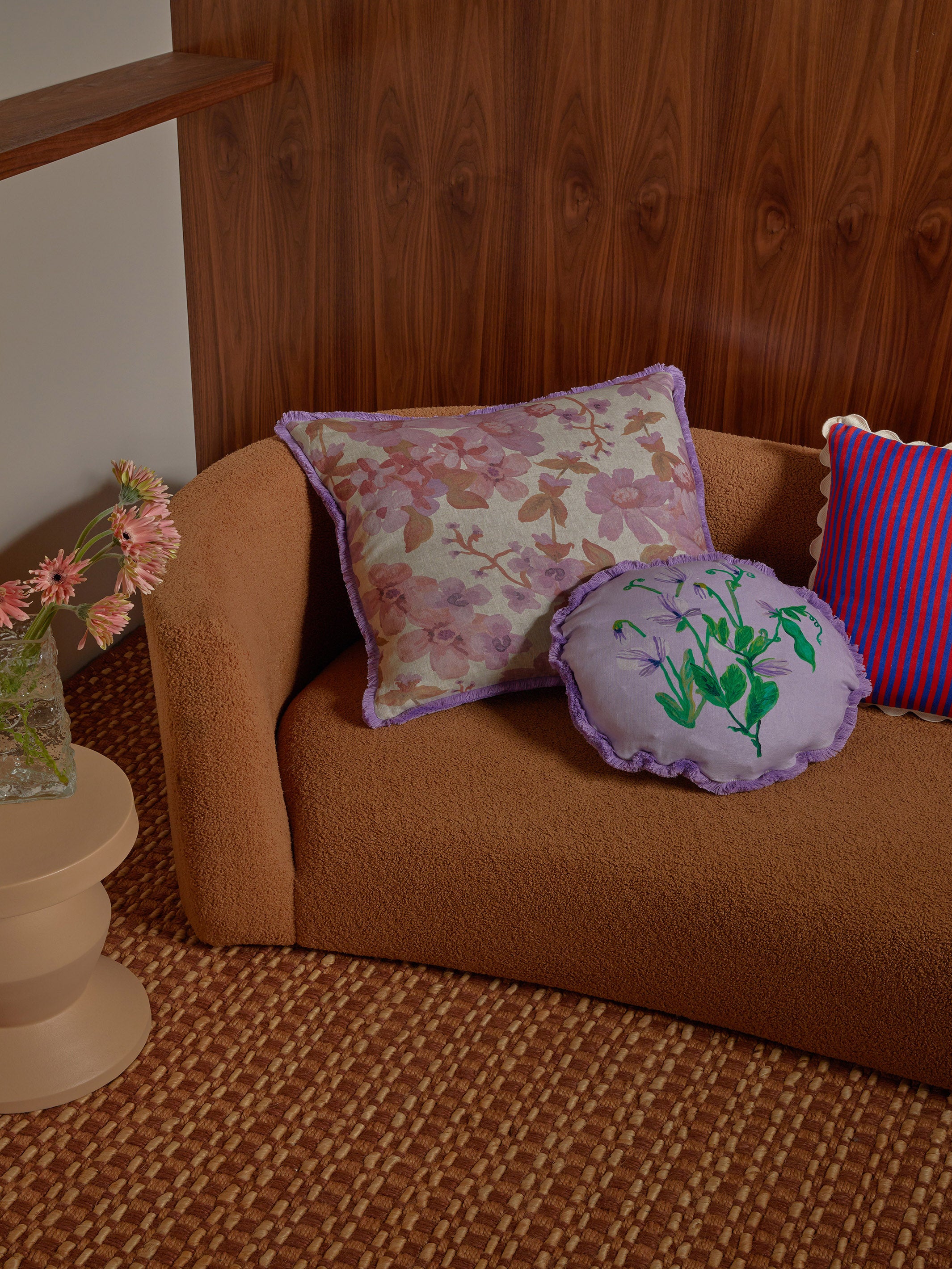 Sweet Pea Lilac Linen Cushion