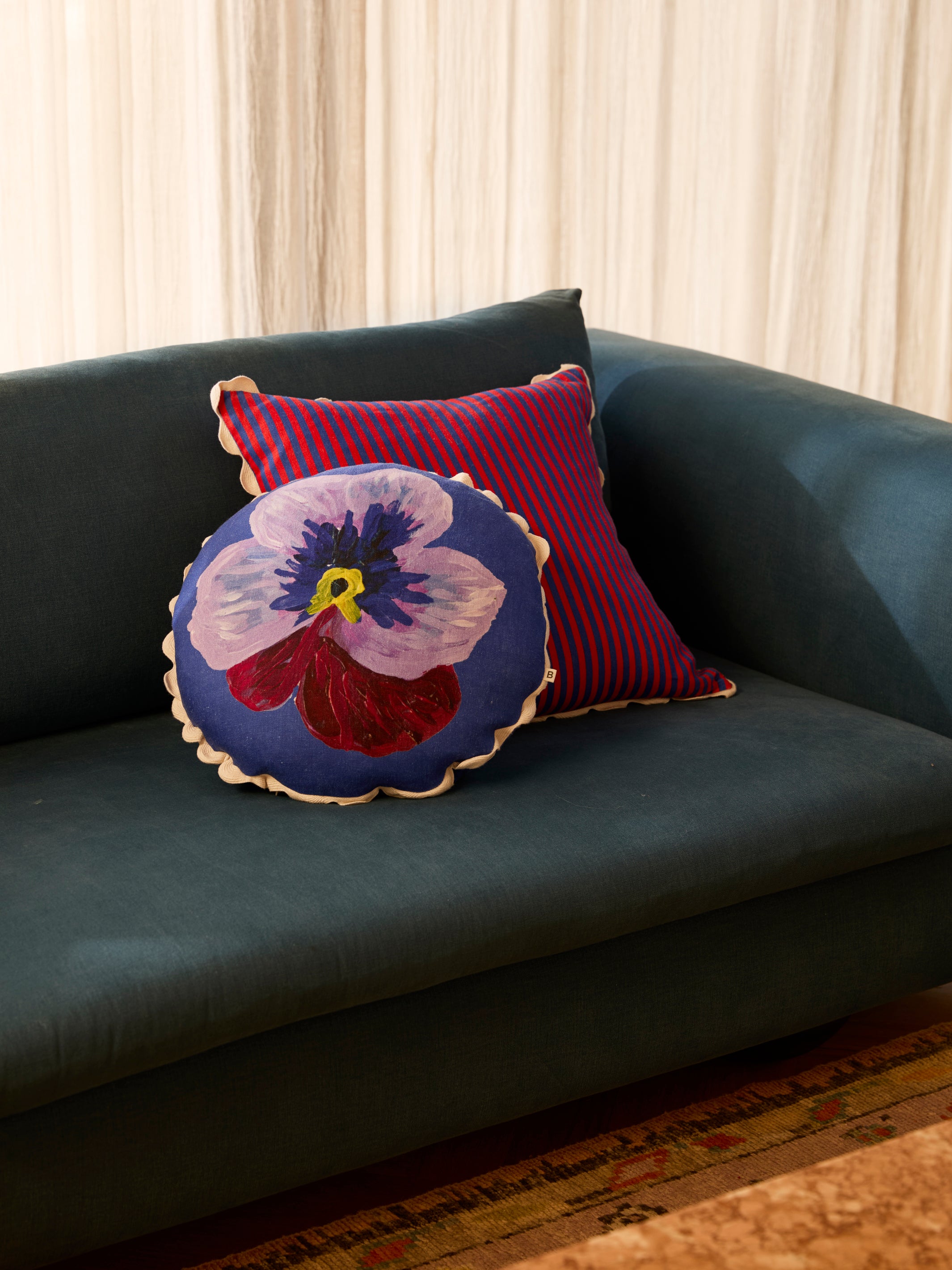 Pansy Klein Blue Linen Cushion