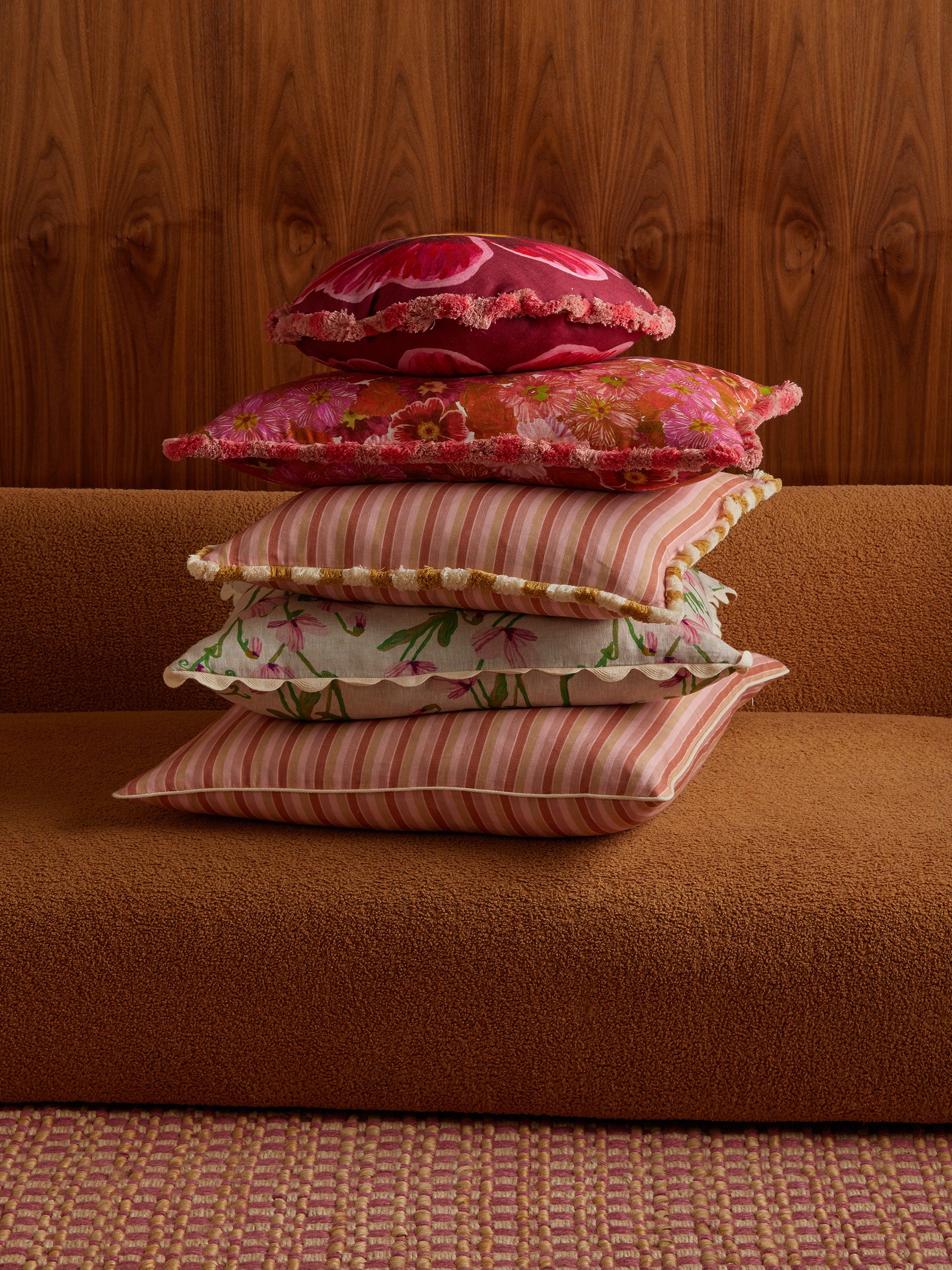 Floriana Pink Linen Cushion