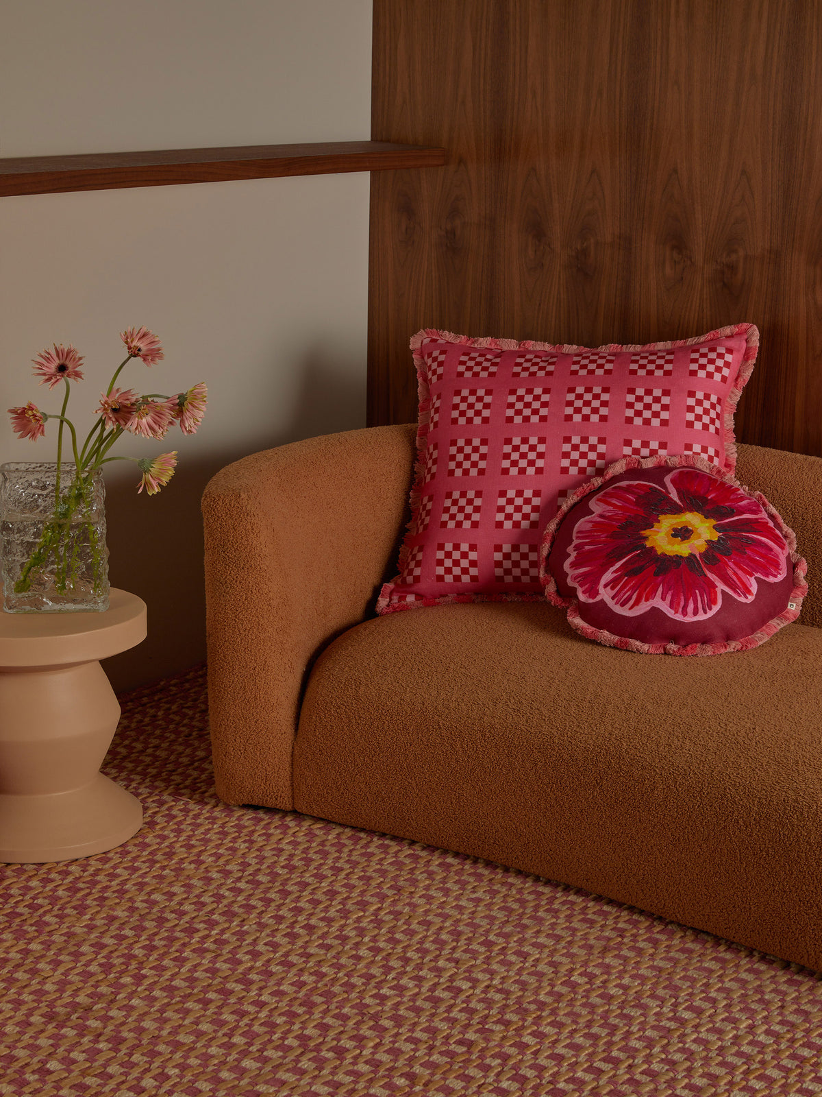 Floriana Pink Linen Cushion
